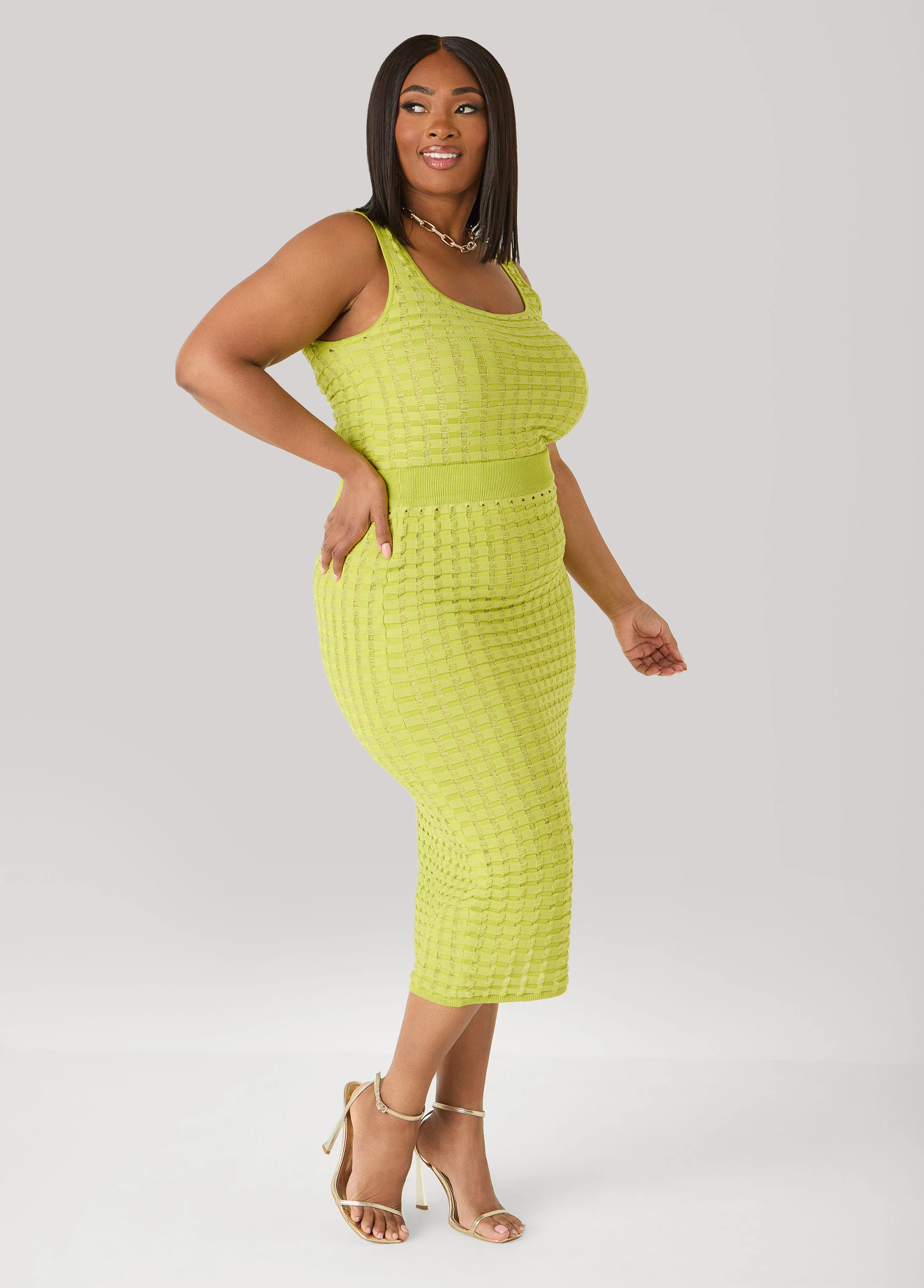 Textured Knit Checked Tank - Image 3