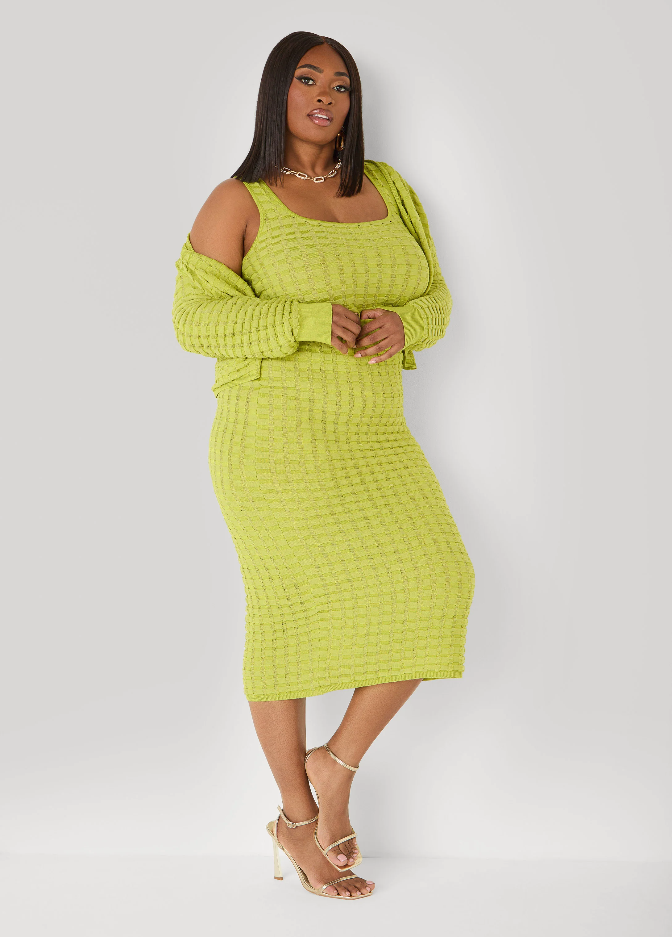 Textured Knit Checked Tank - Image 5