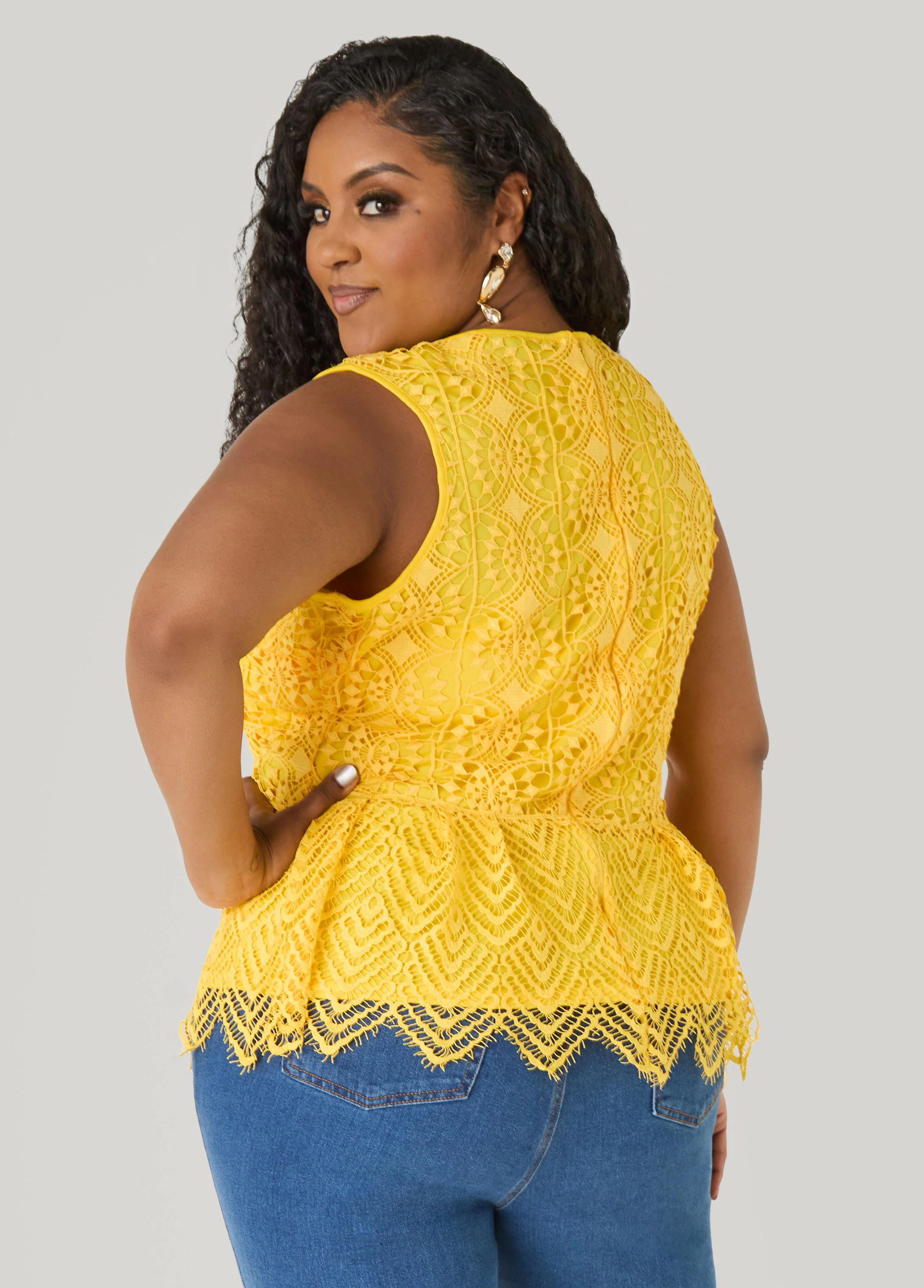 Guipure Lace Peplum Top - Image 2