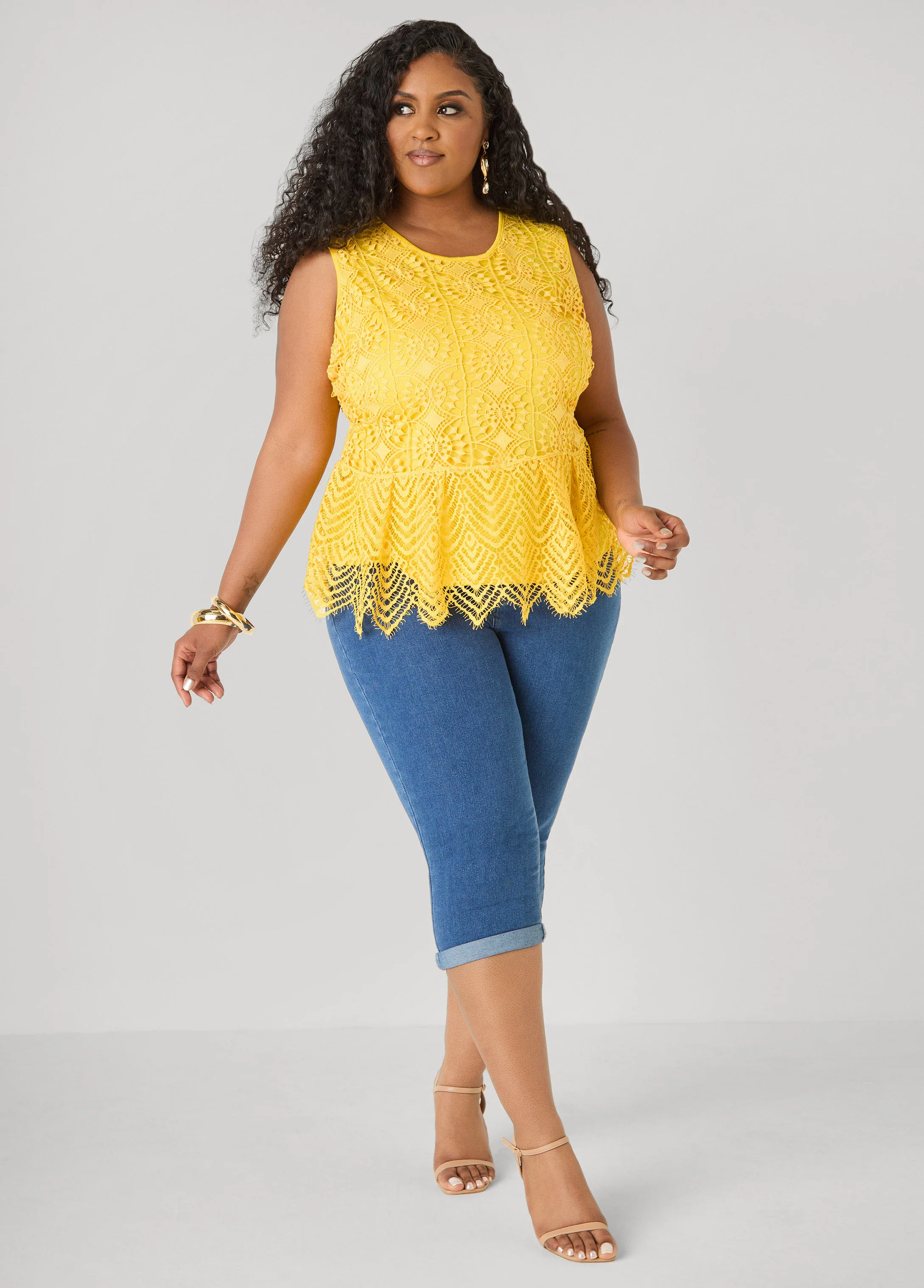 Guipure Lace Peplum Top - Image 3