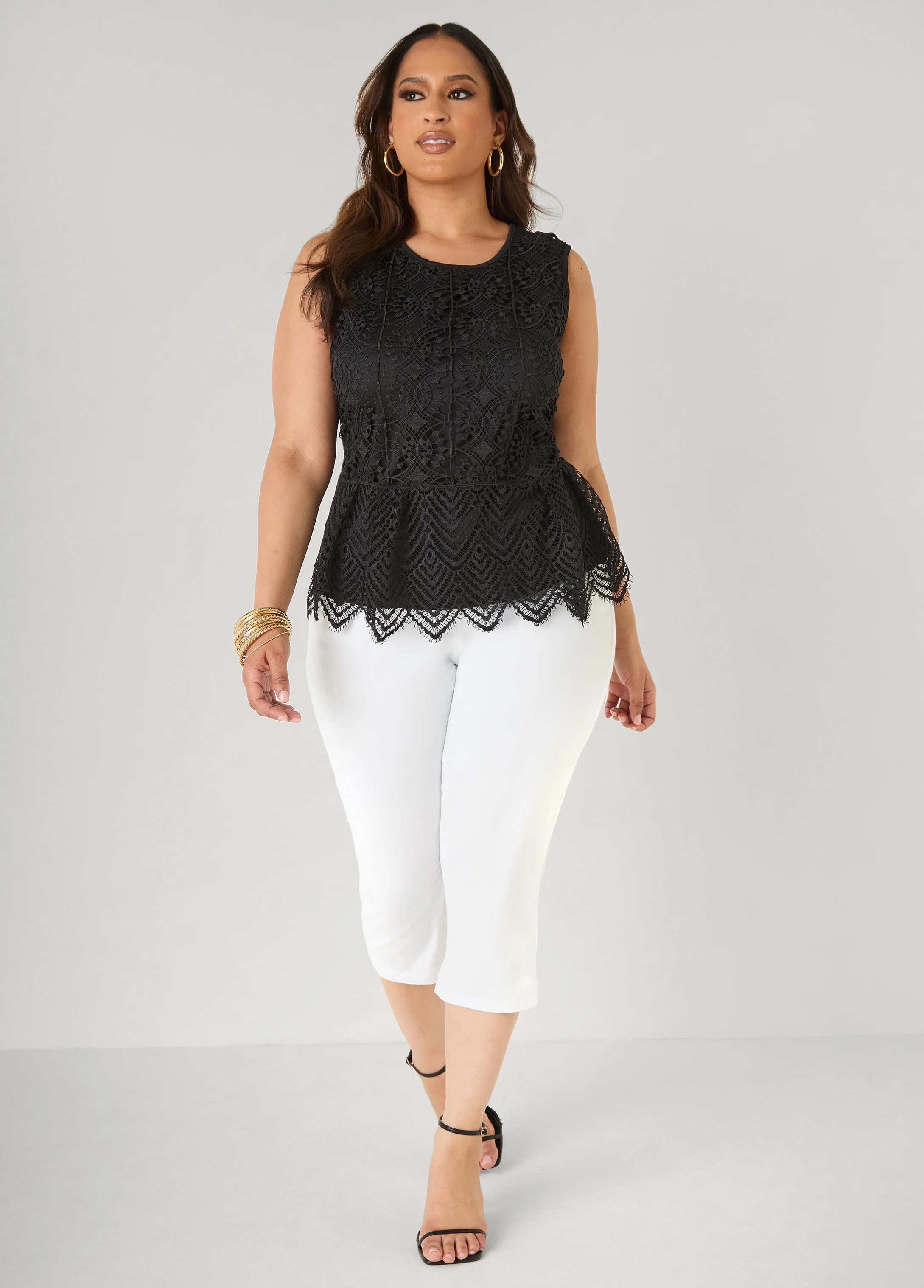 Guipure Lace Peplum Top - Image 7