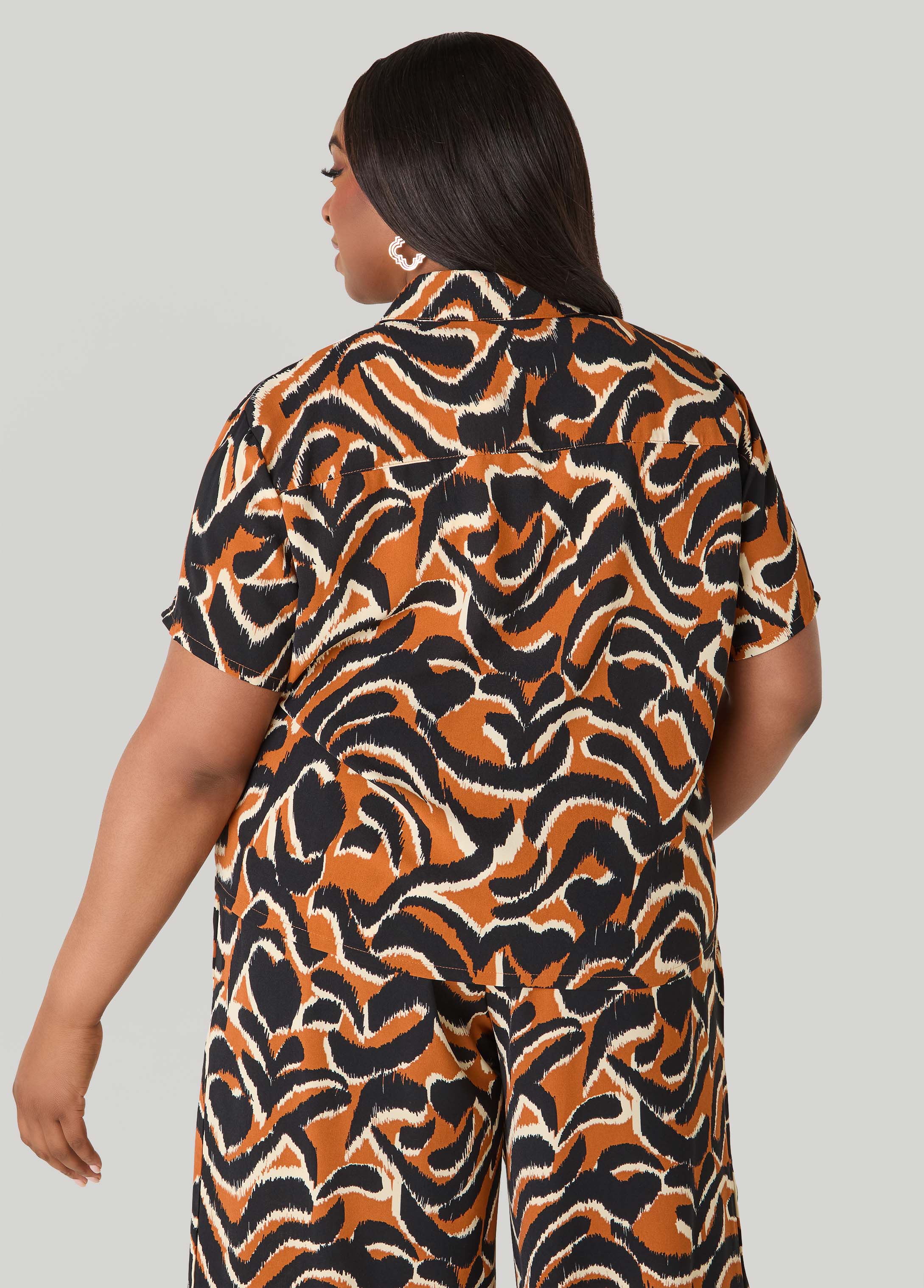 Printed Boxy Cropped Shirt - Image 2