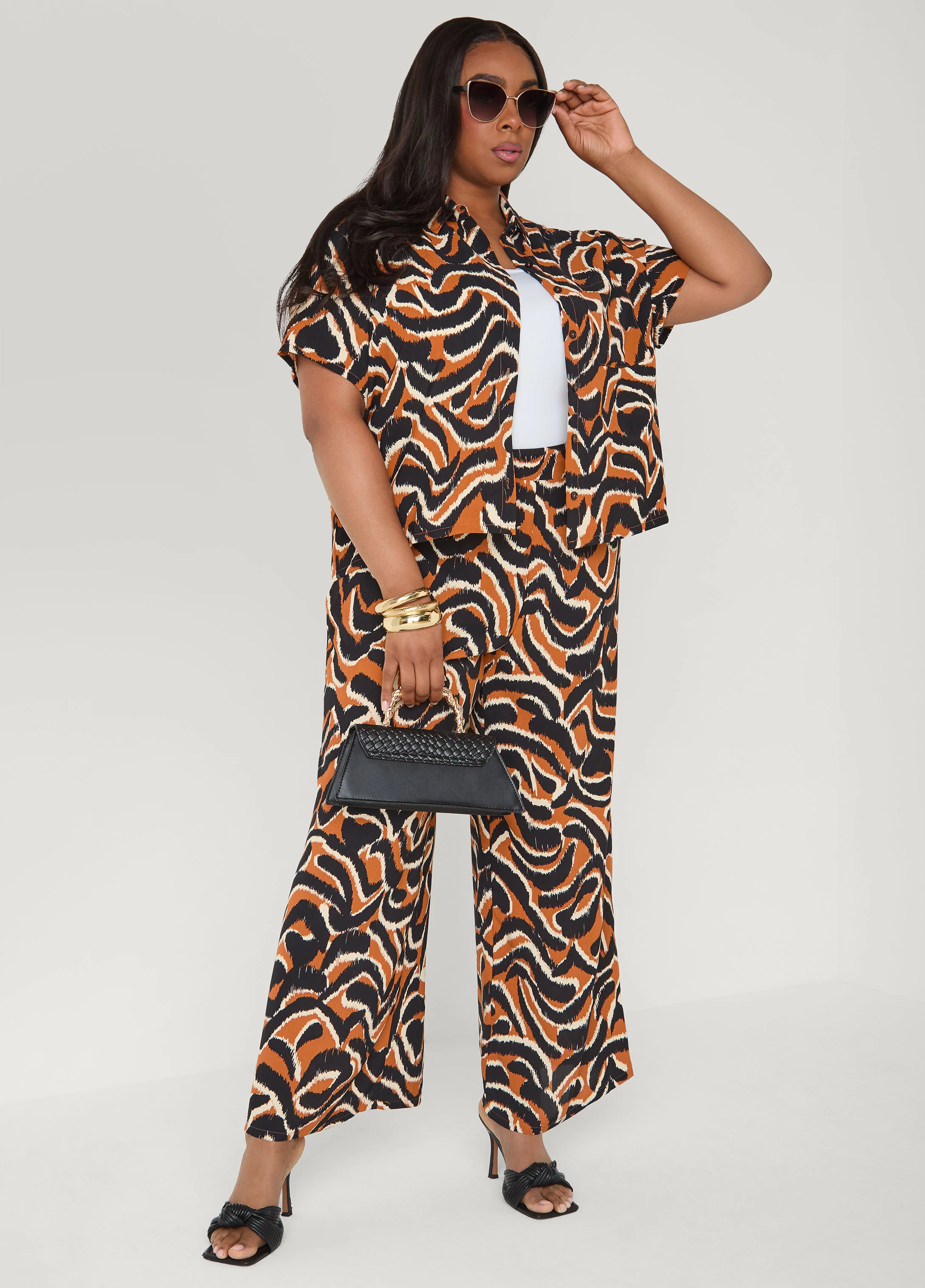 Printed Boxy Cropped Shirt - Image 4