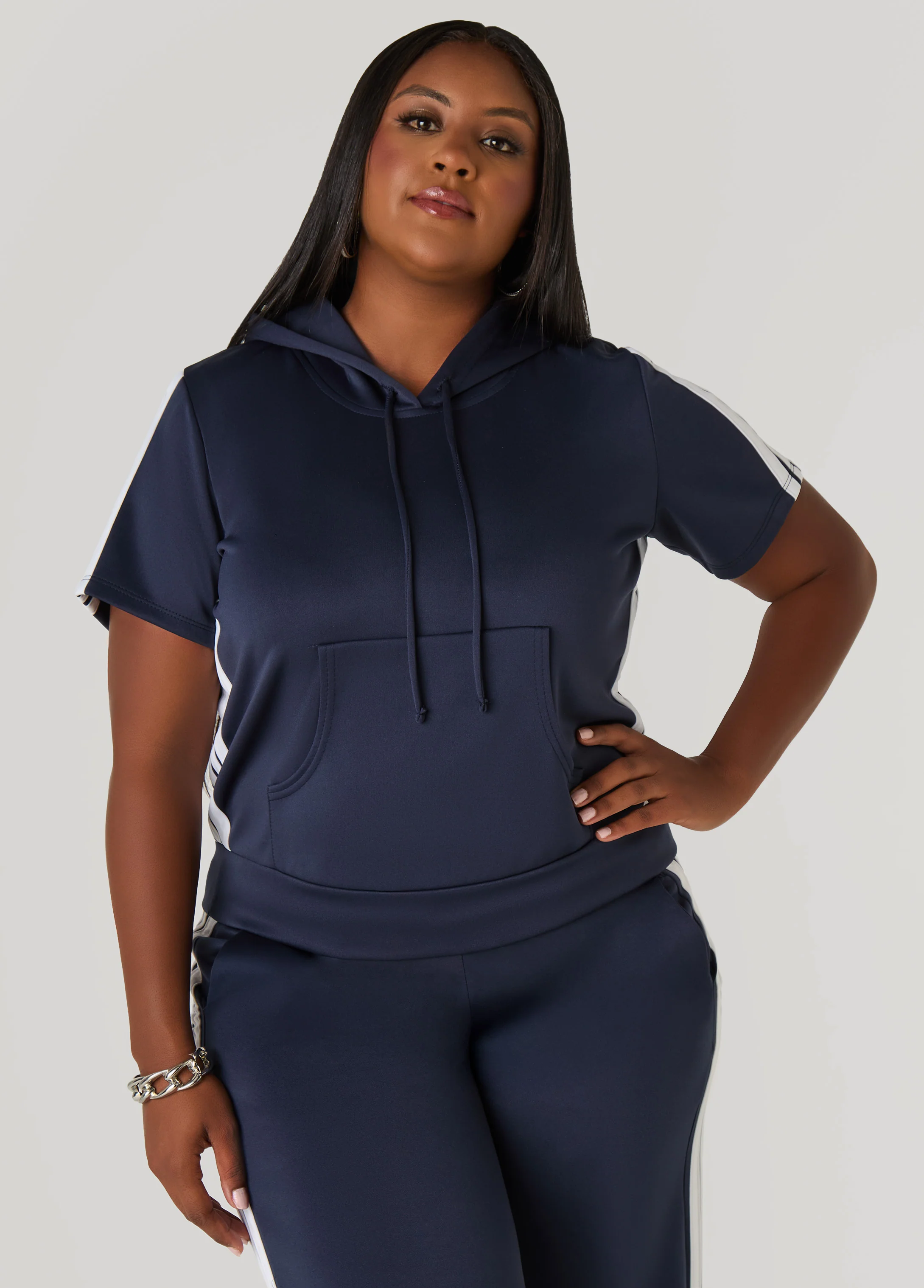 Hooded Stripe Trimmed Pullover - Image 13