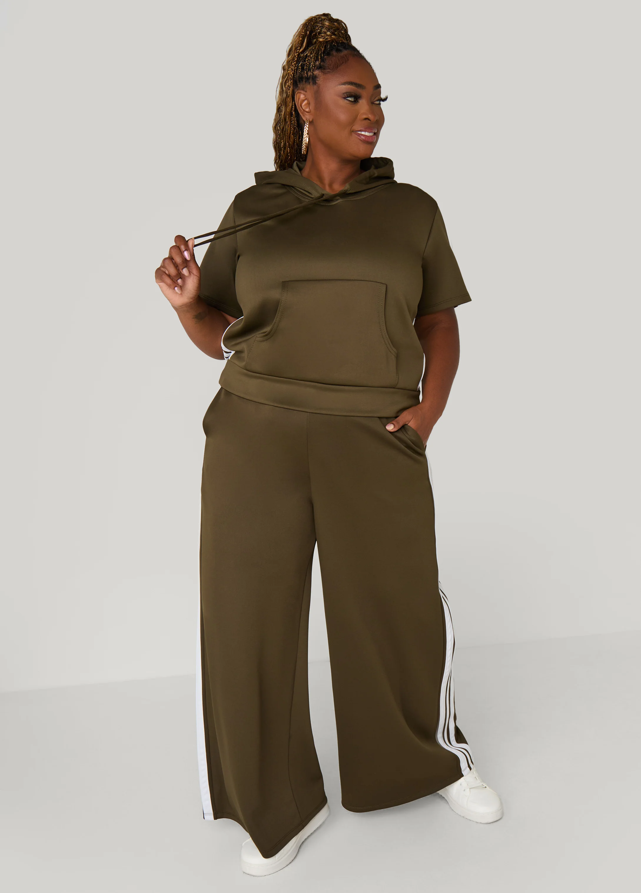 Hooded Stripe Trimmed Pullover - Image 3