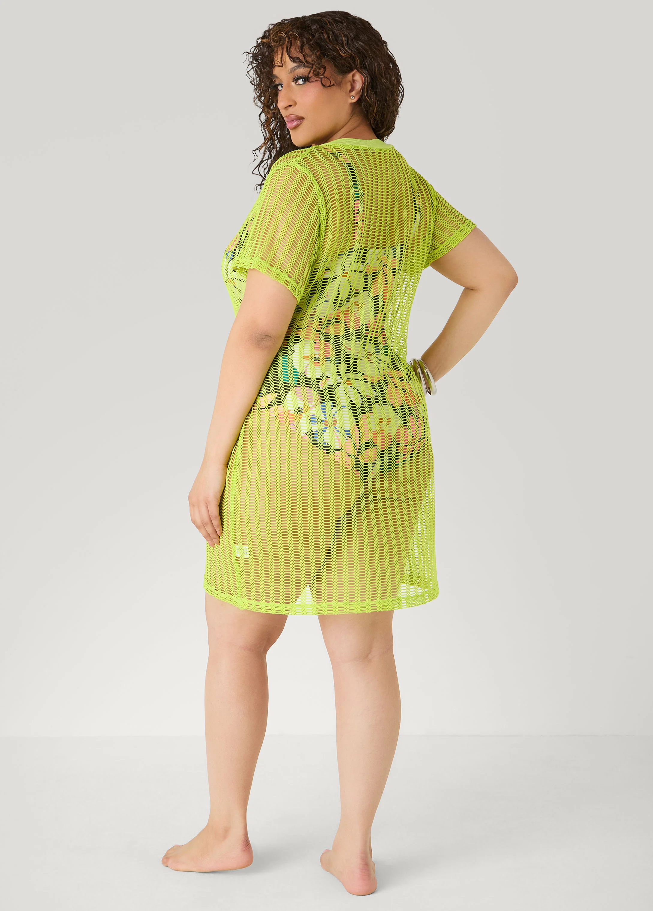 Given Kale V Neck Mesh Cover Up - Image 3