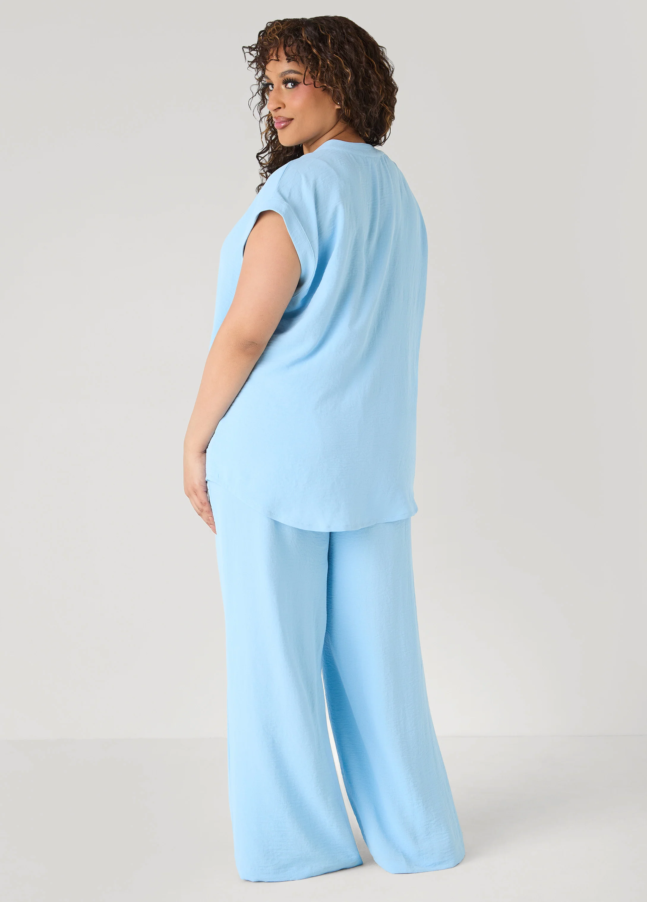Textured V Neck PJs Set - Image 2