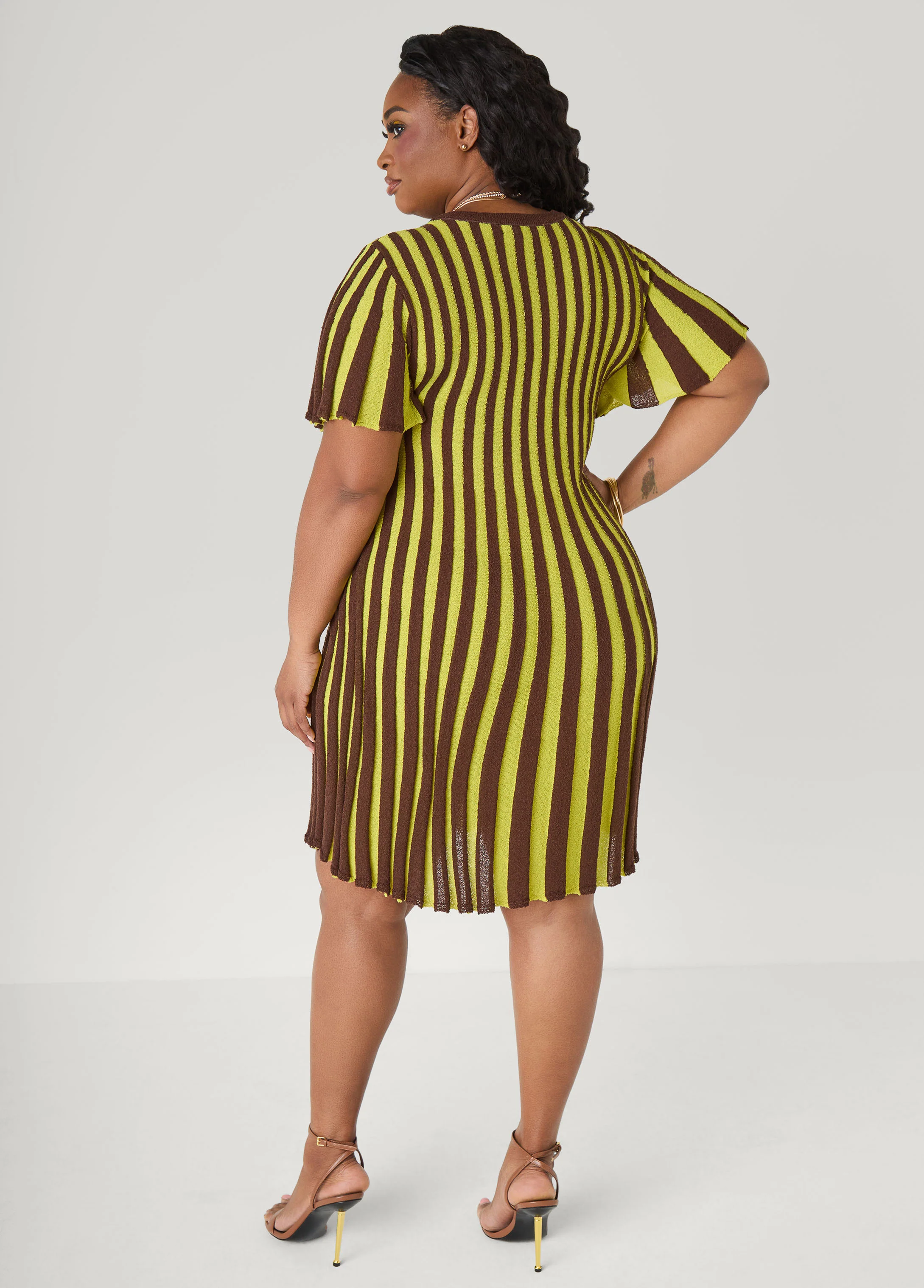 A Line Striped Sweater Dress - Image 2