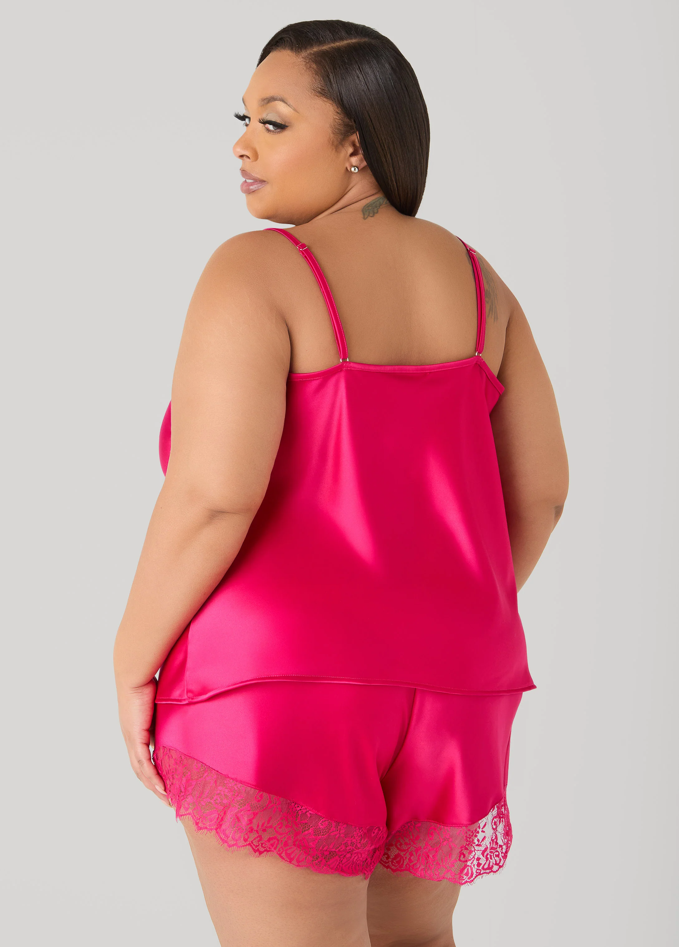 Lace Trimmed Cami And Shorts Set - Image 2