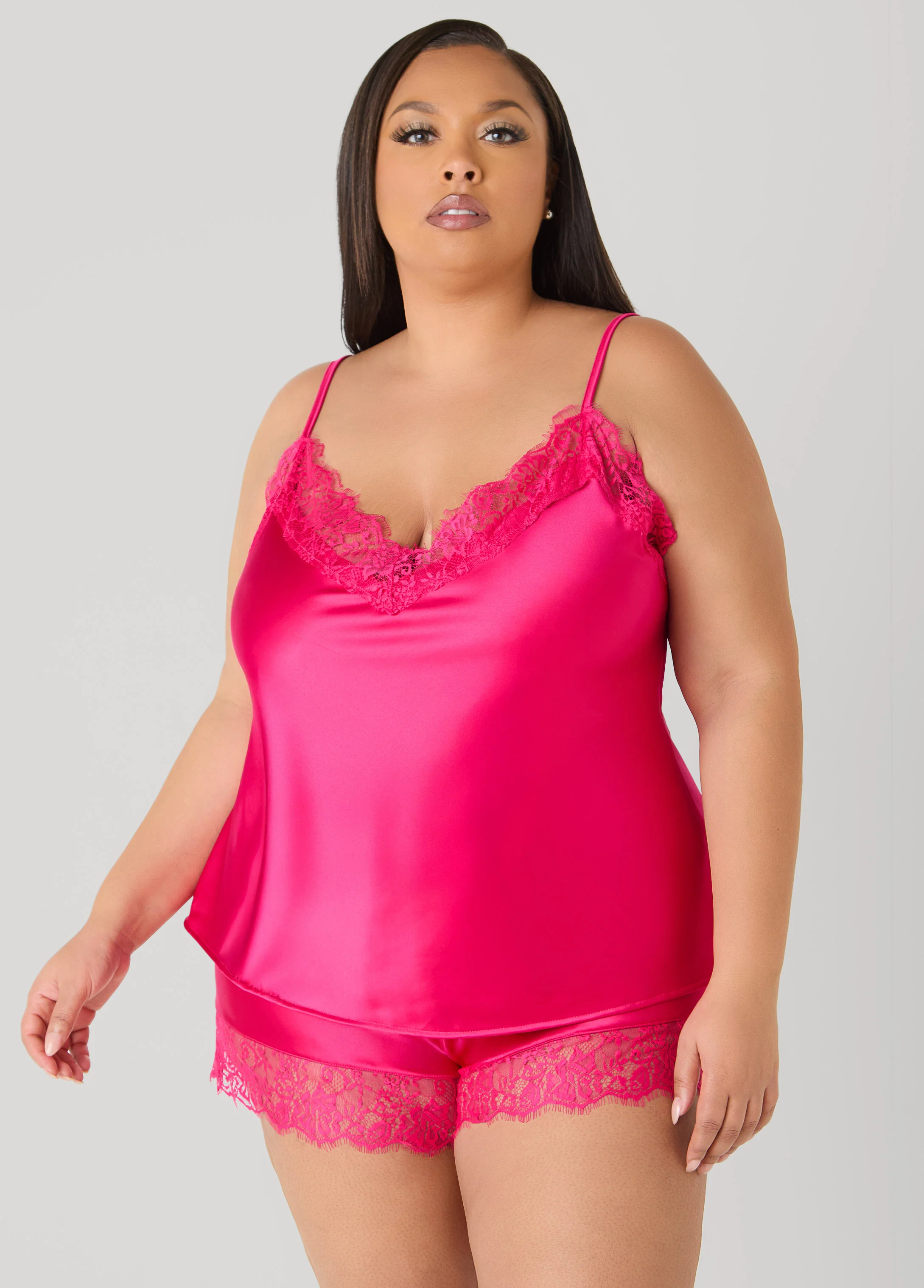 Lace Trimmed Cami And Shorts Set - Image 3