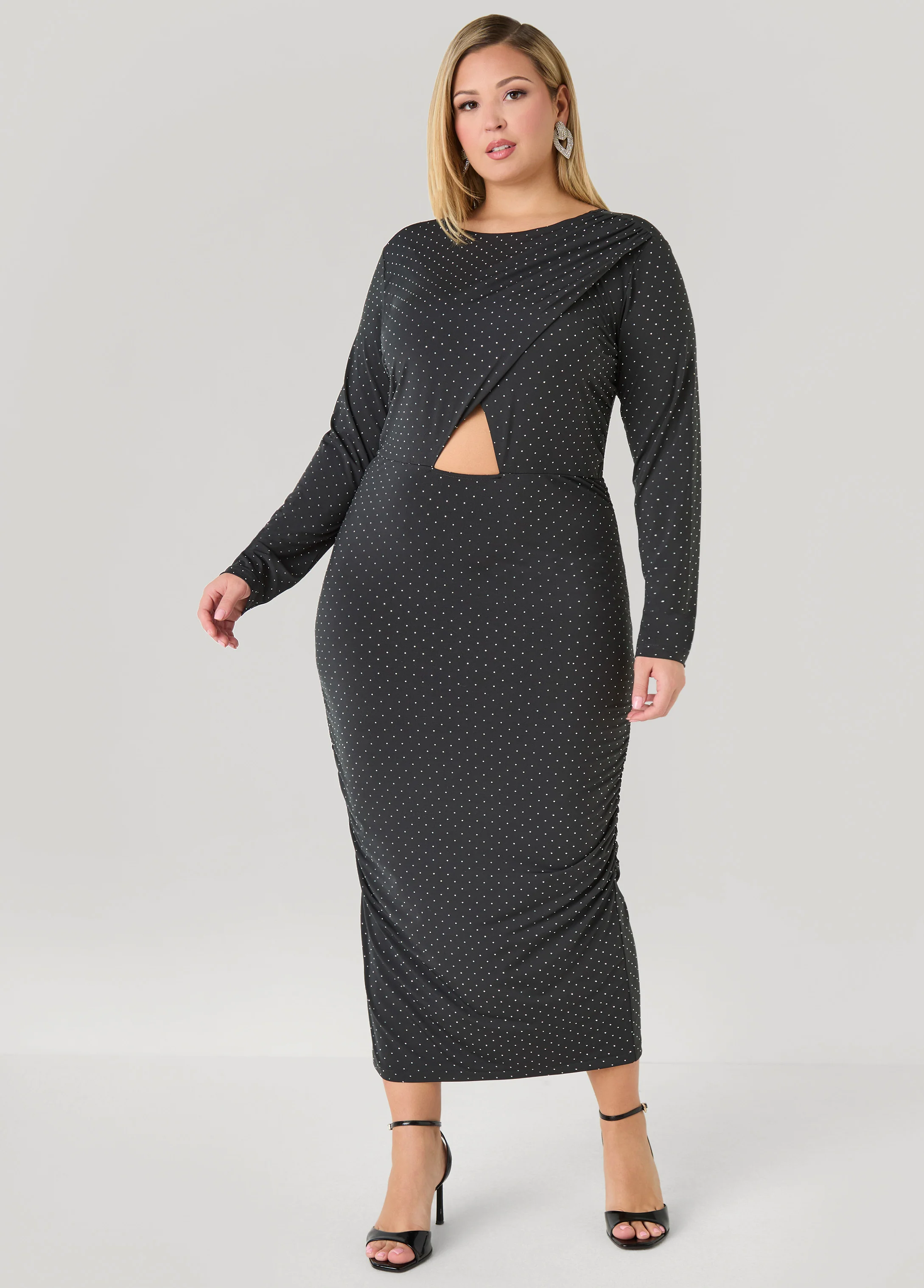 Studded Faux Wrap Bodycon Dress - Image 3
