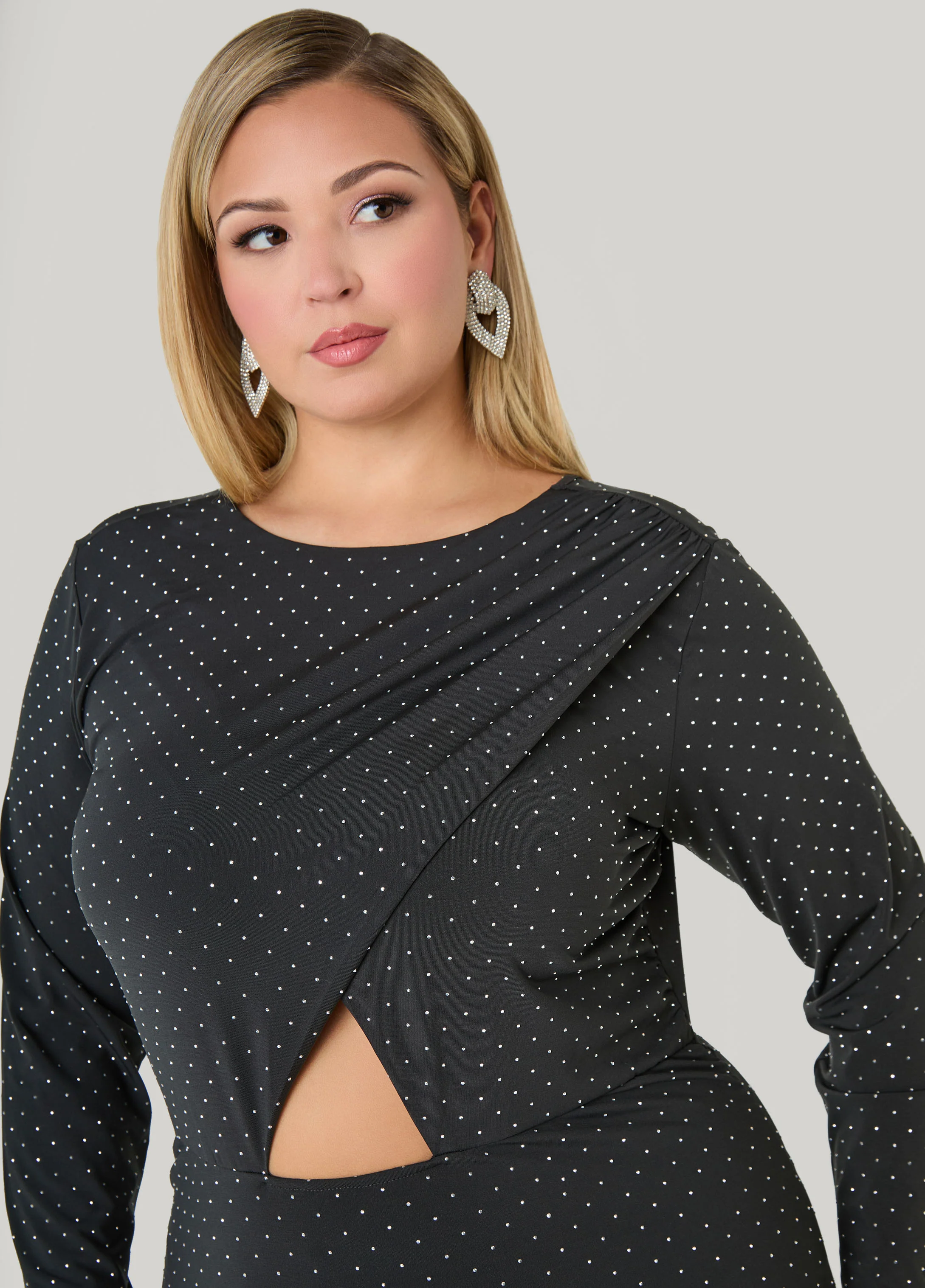 Studded Faux Wrap Bodycon Dress - Image 4