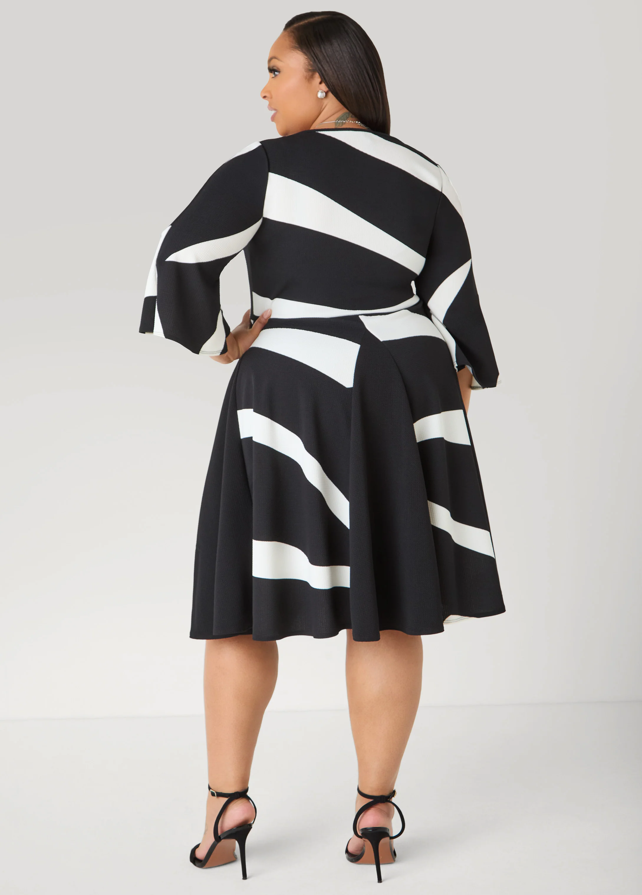 Printed Textured A Line Dress - Image 2