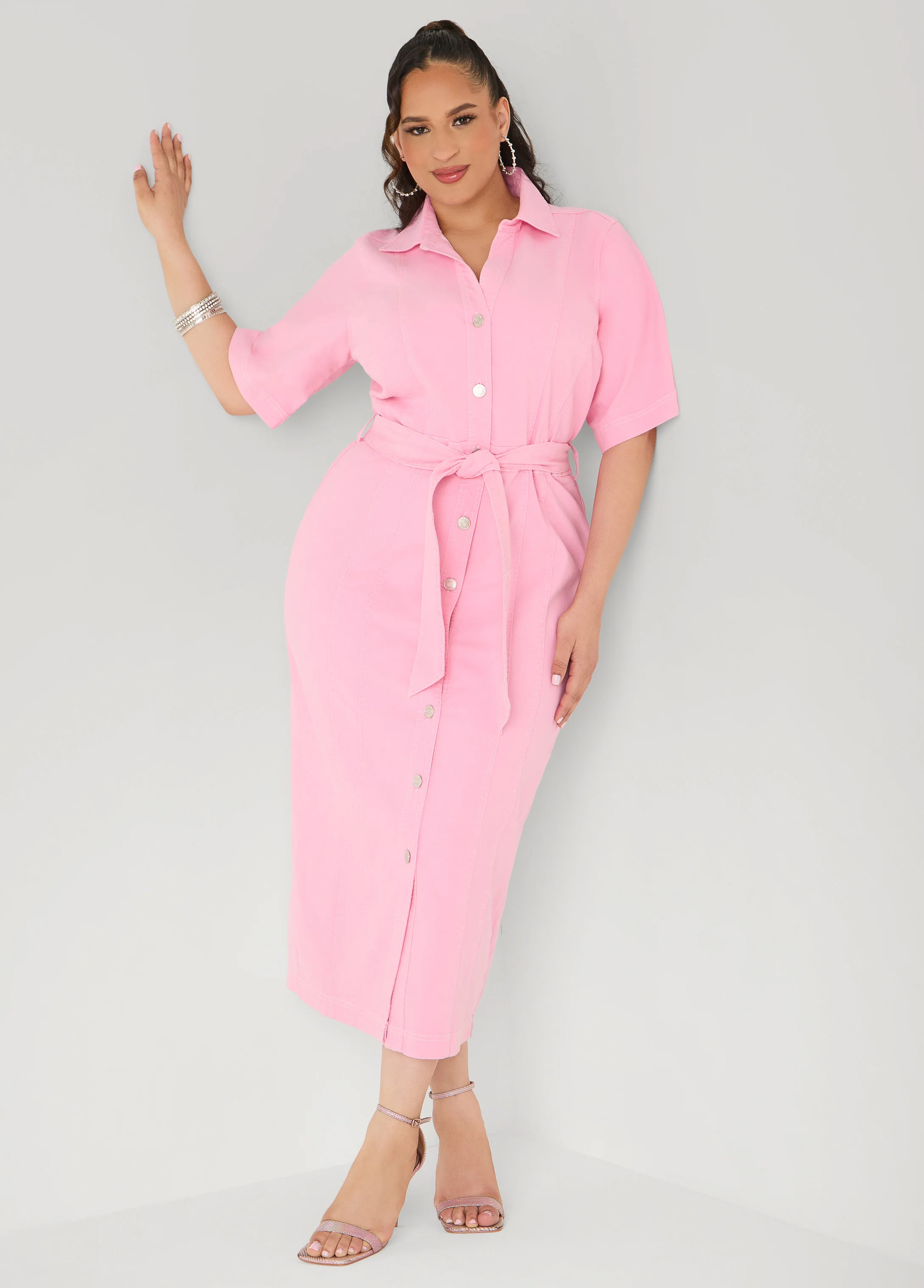 Tall Belted Denim Maxi Dress - Image 3