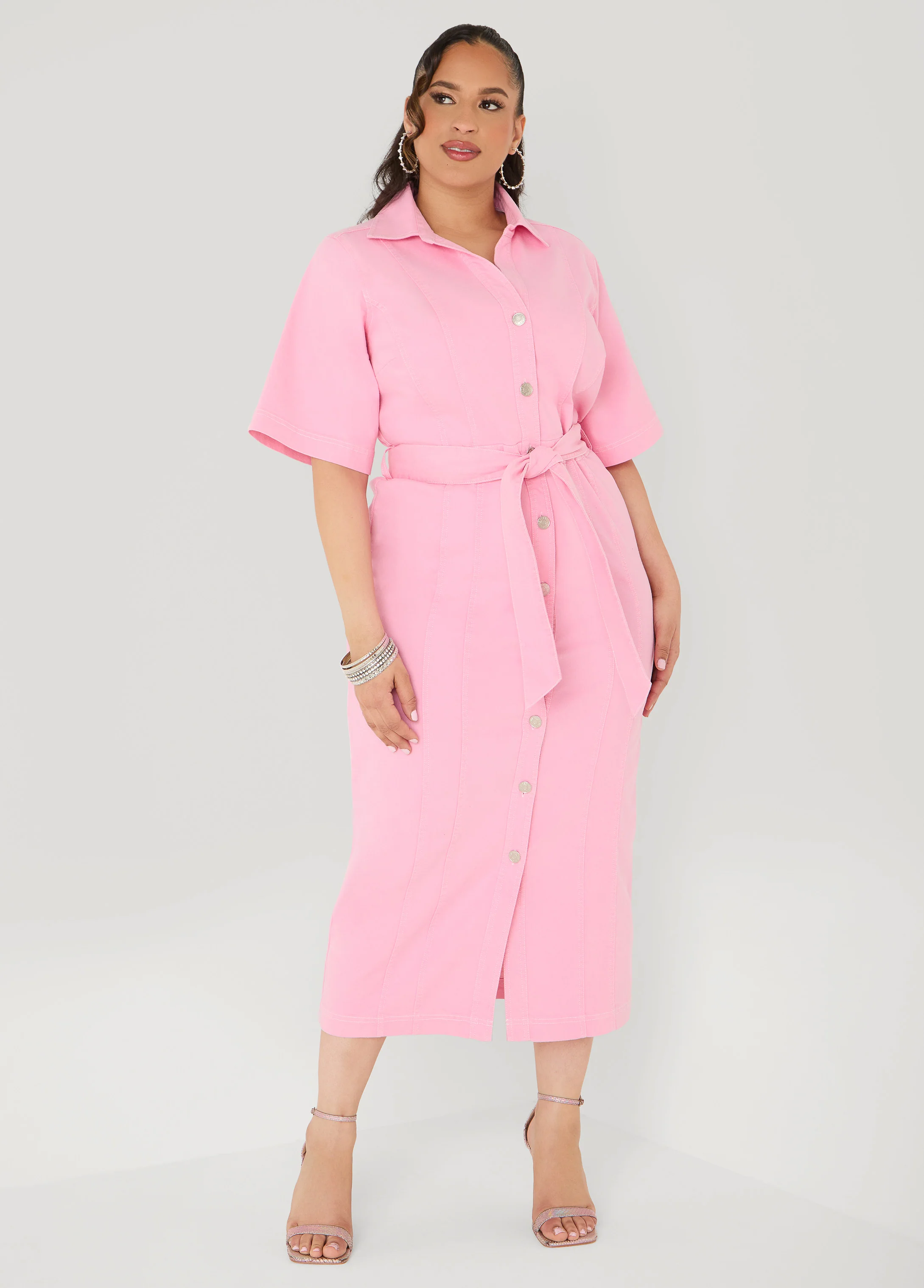 Tall Belted Denim Maxi Dress - Image 4