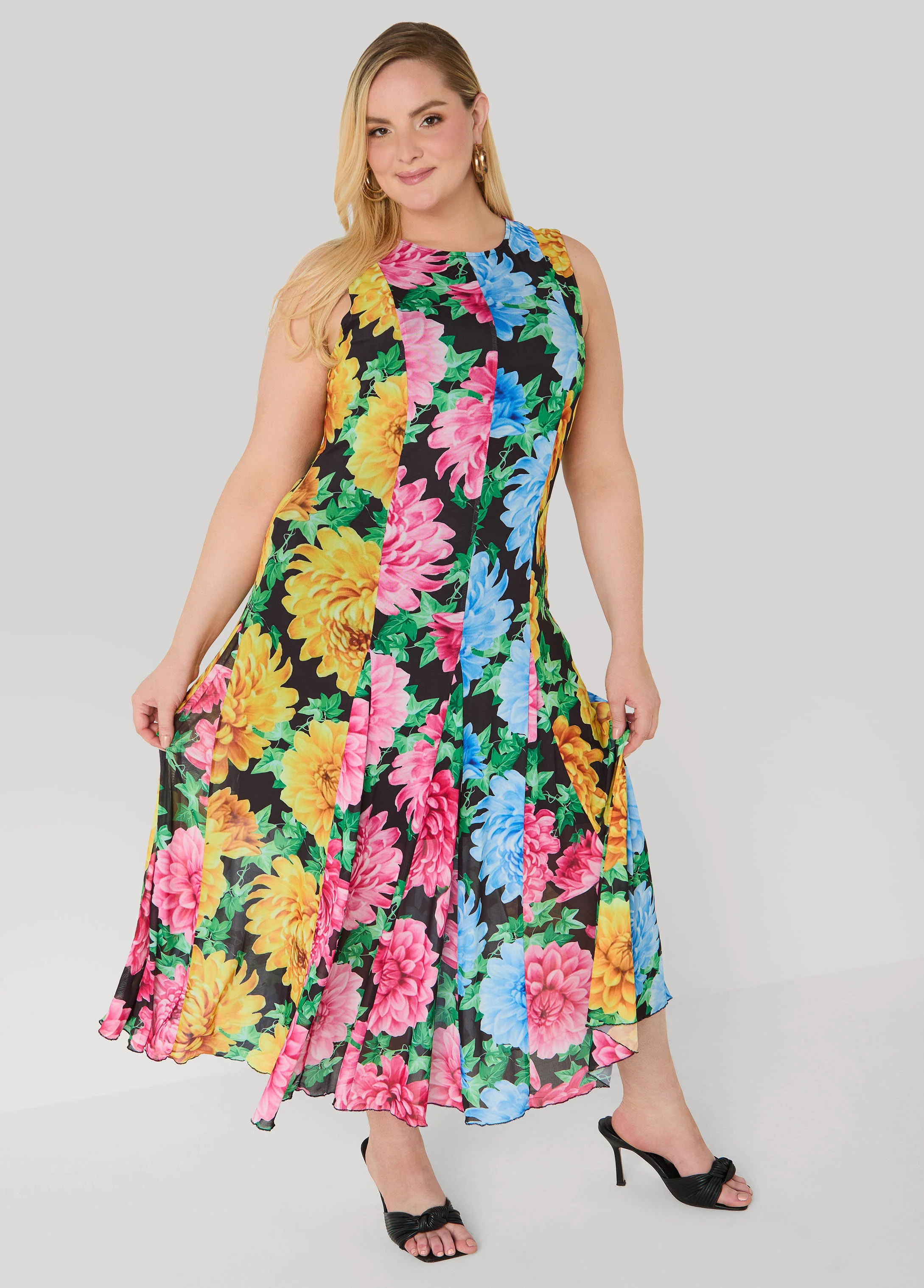 Floral Print Mesh Maxi Dress - Image 5