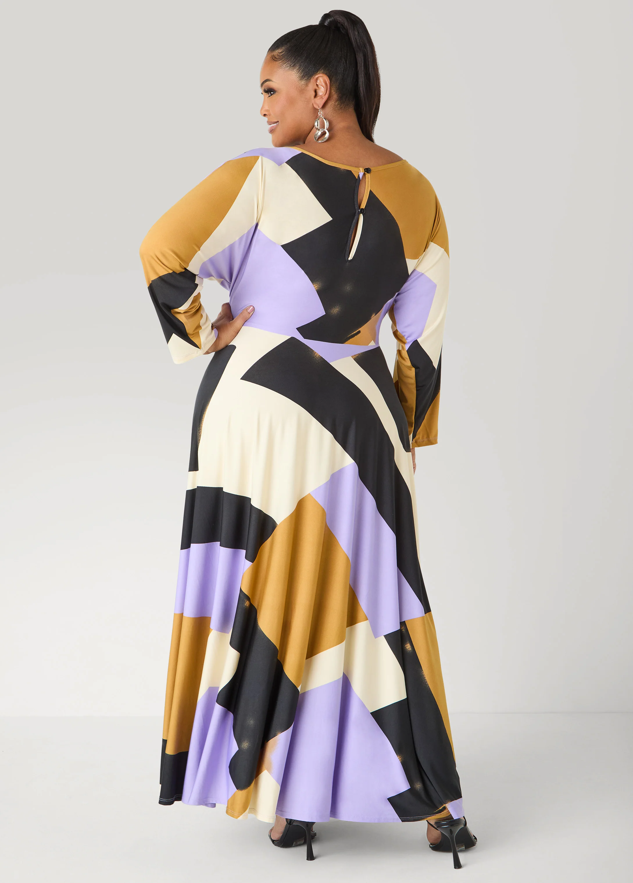 Geo Print A Line Maxi Dress - Image 2