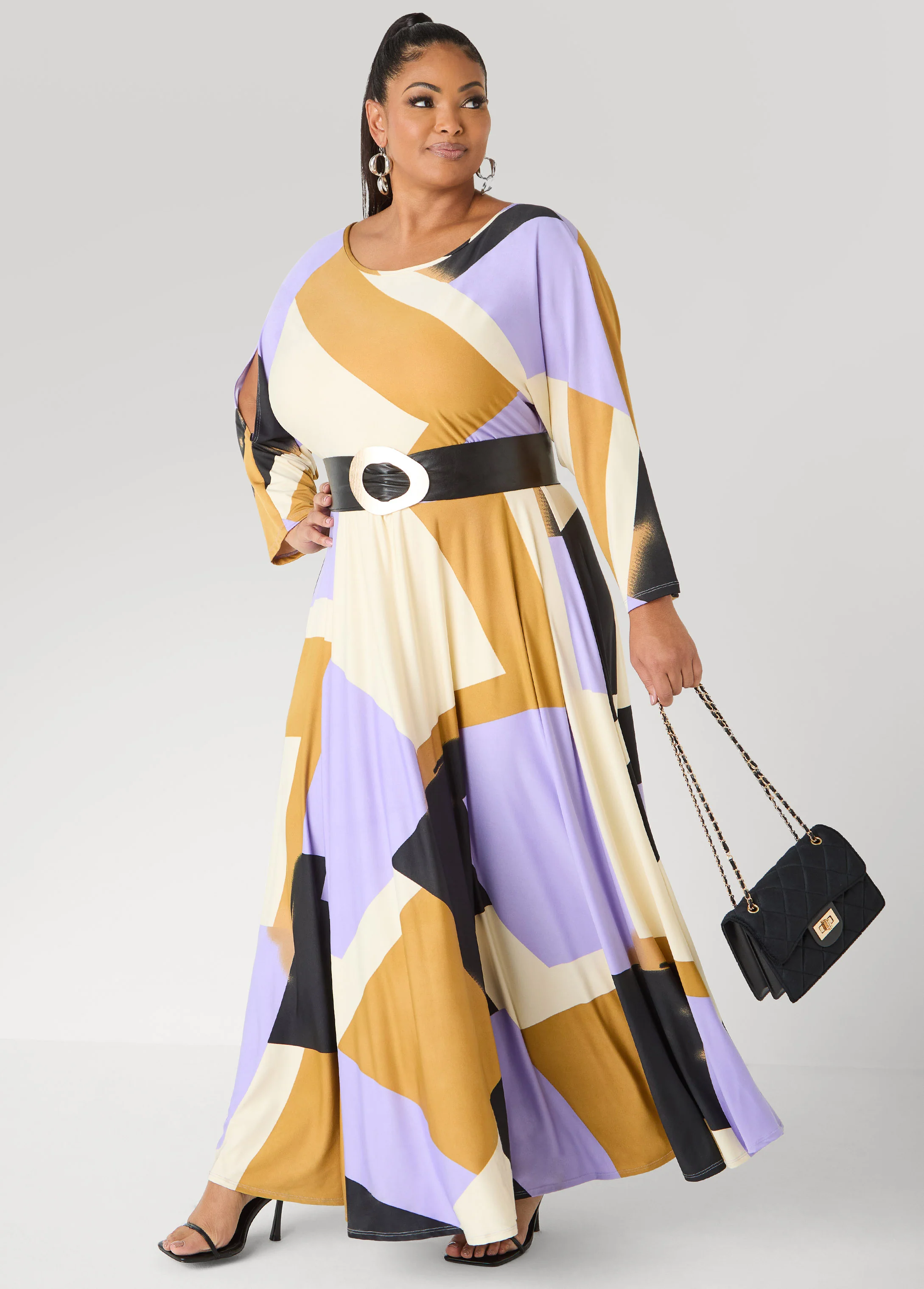 Geo Print A Line Maxi Dress - Image 3