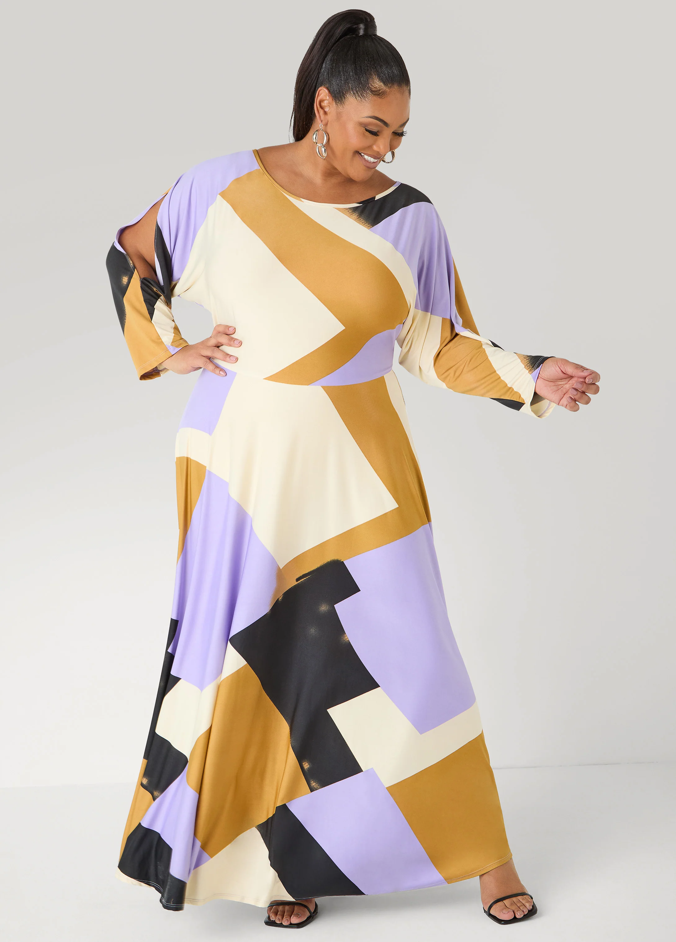Geo Print A Line Maxi Dress - Image 5