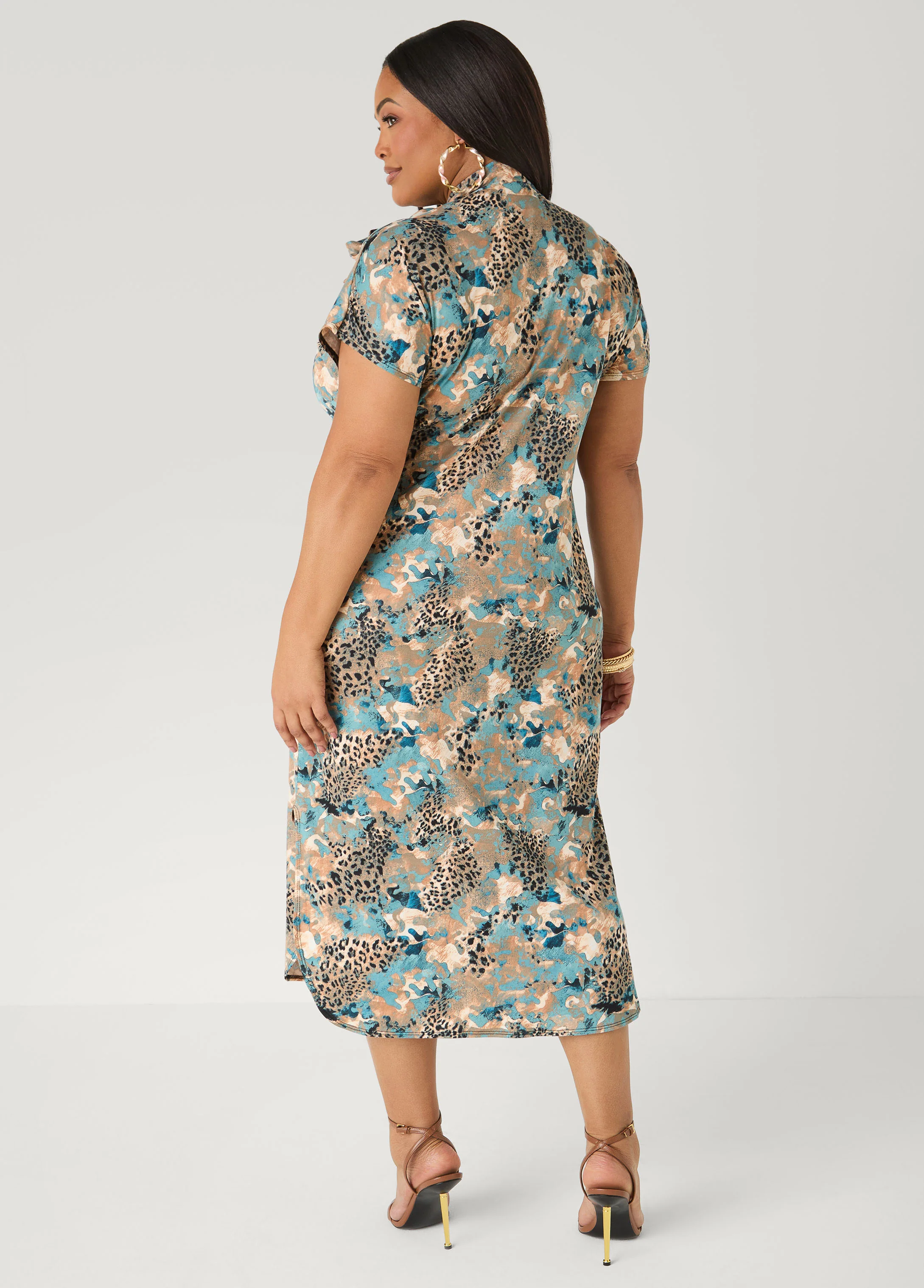 Tie Neck Printed Midaxi Dress - Image 2
