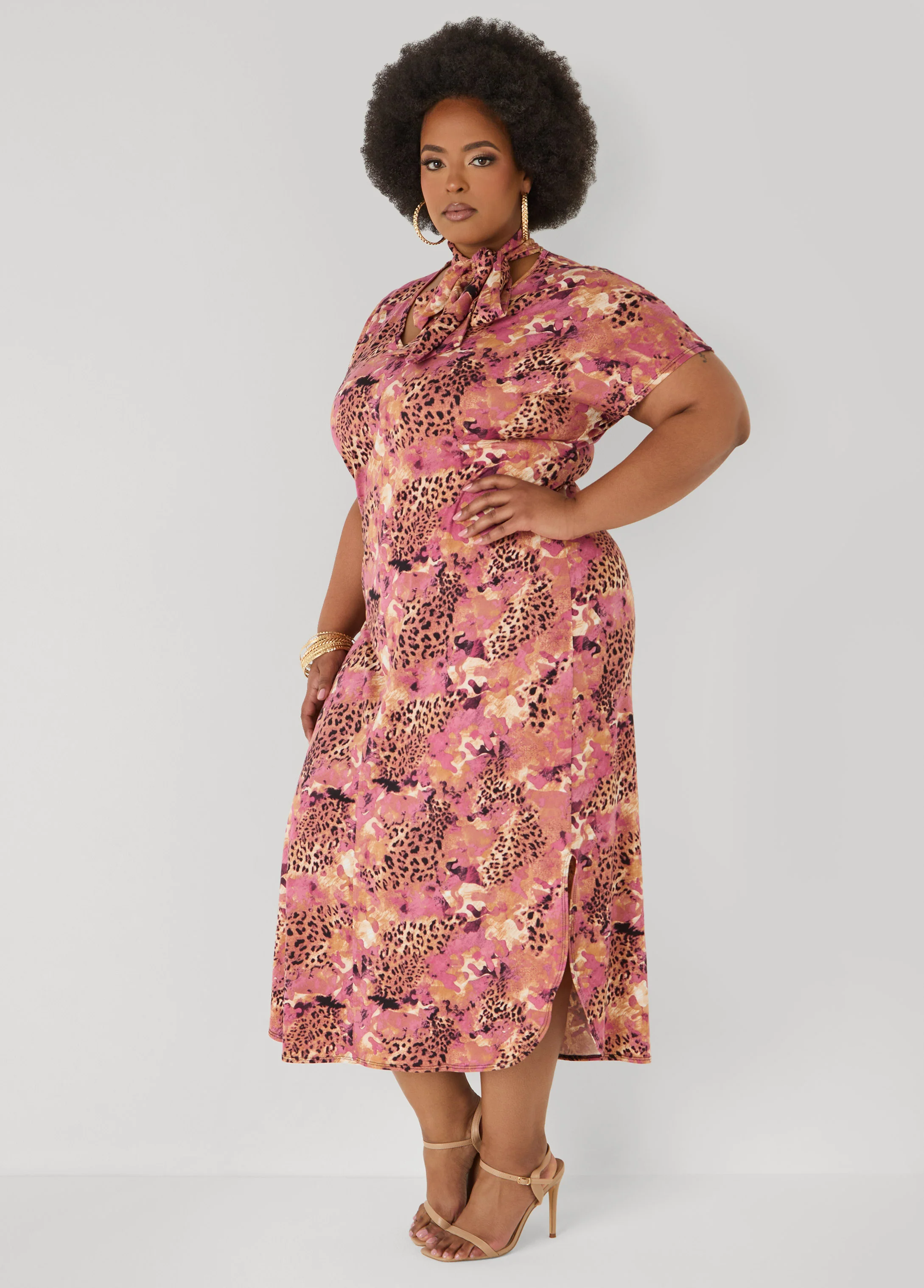 Tie Neck Printed Midaxi Dress - Image 7