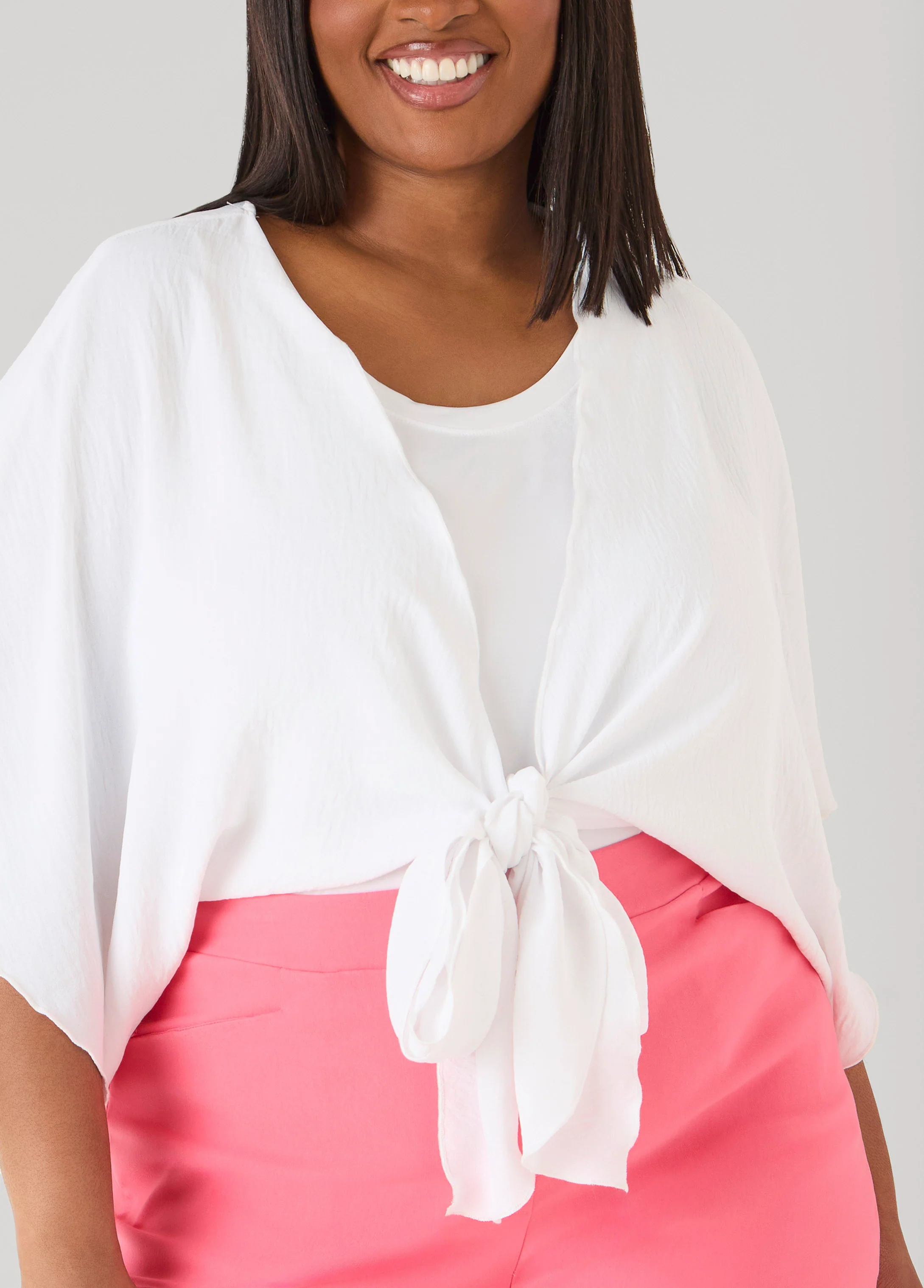 Textured Tie Front Shrug - Image 4