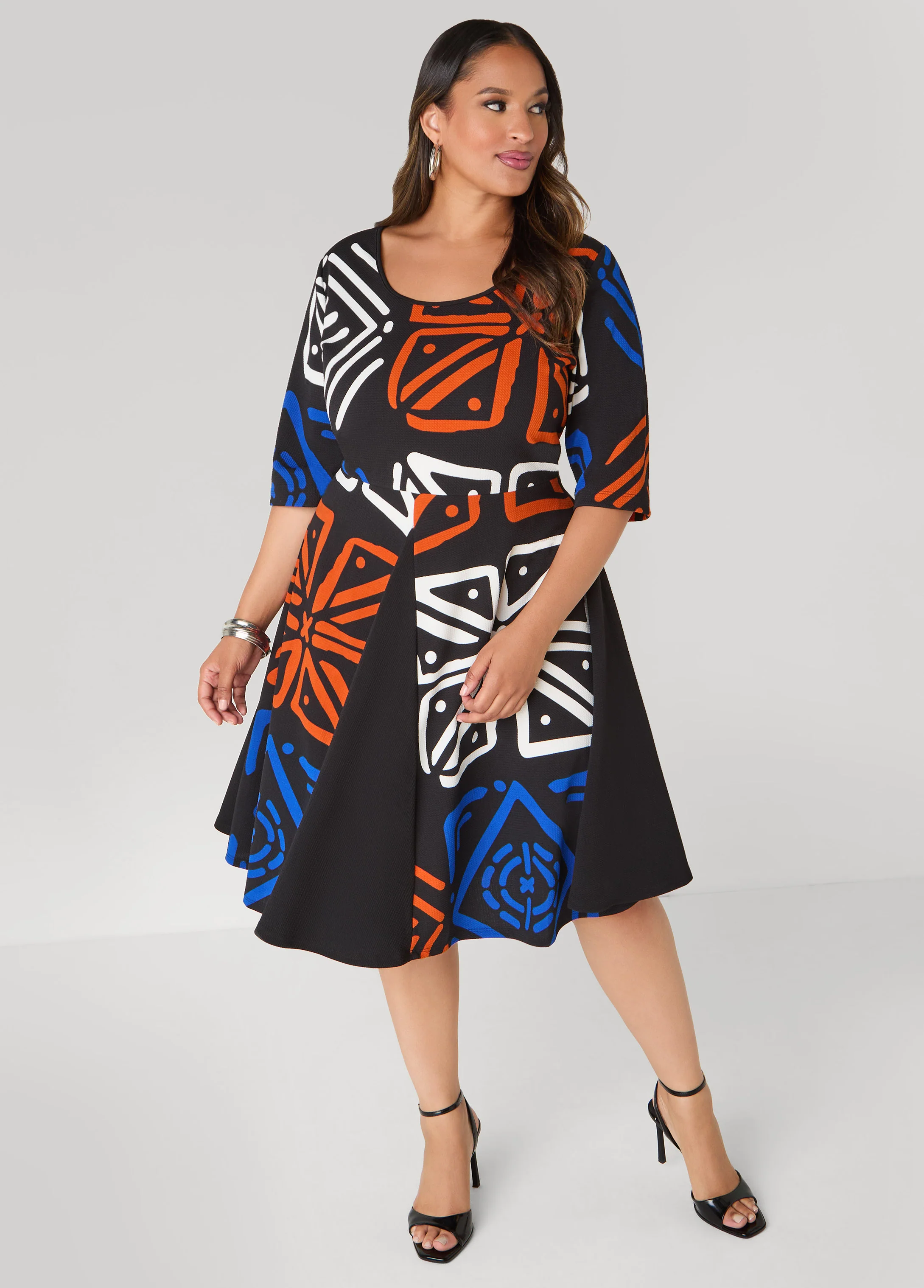 Abstract Print A Line Dress - Image 4