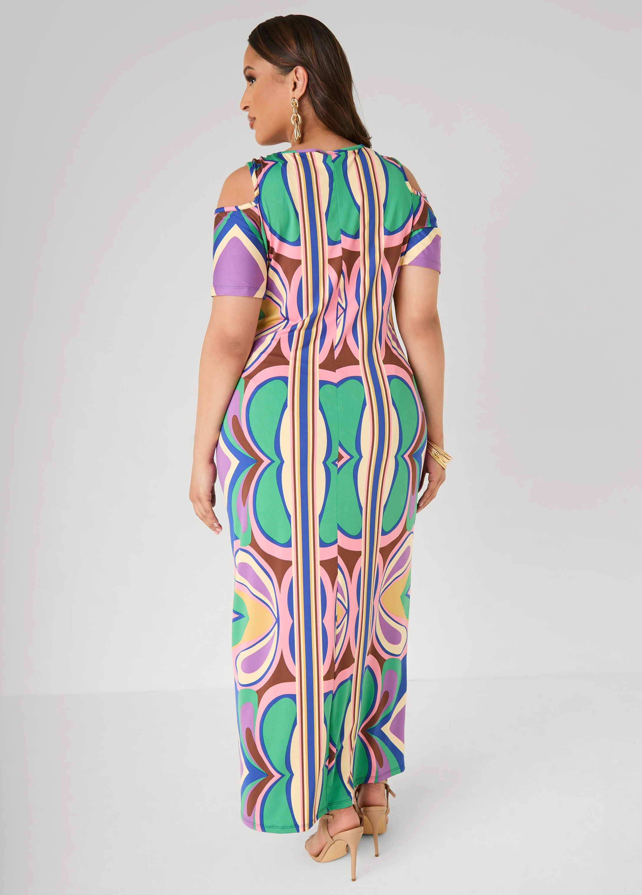 Tall Cold Shoulder Printed Maxi Dress - Image 2