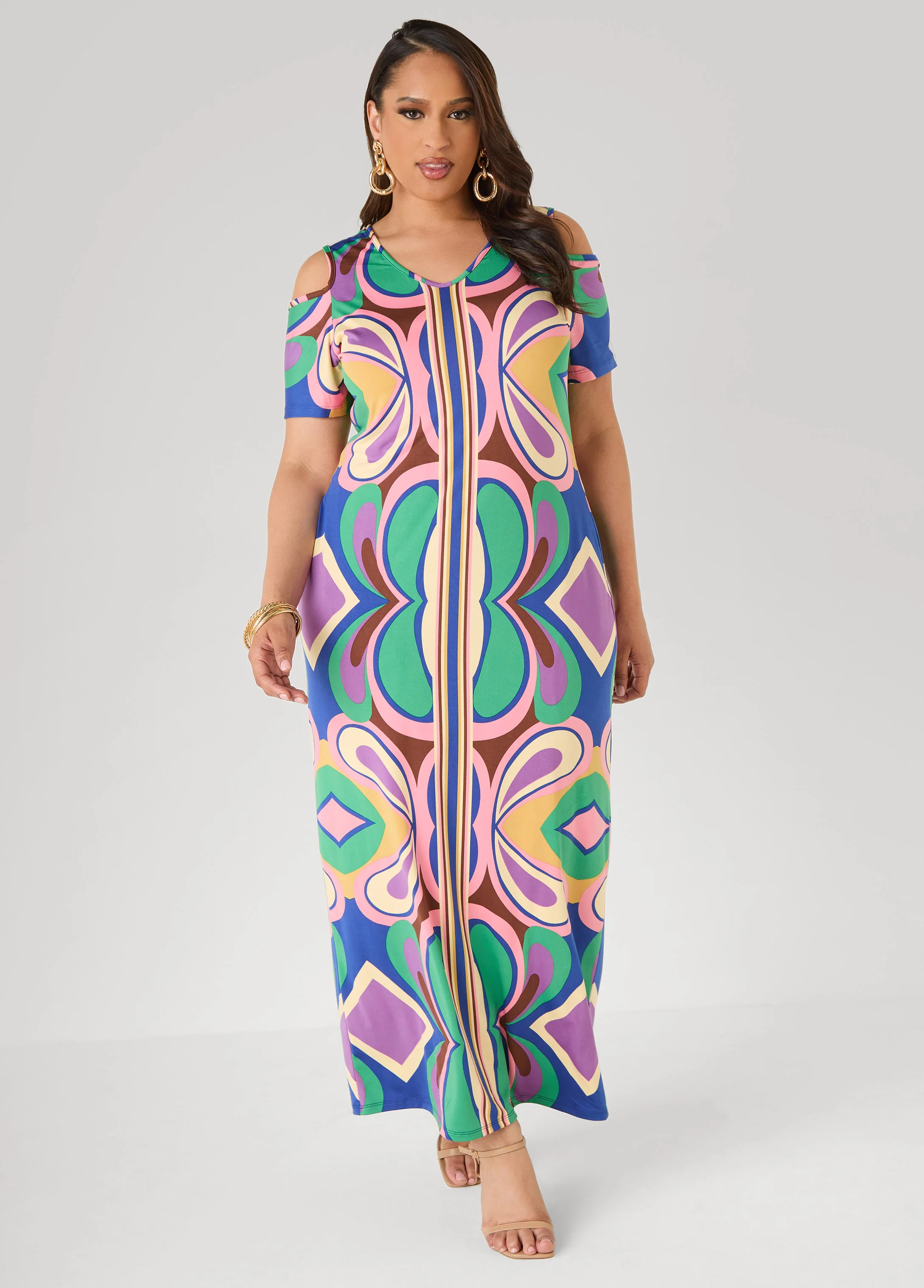 Tall Cold Shoulder Printed Maxi Dress - Image 3