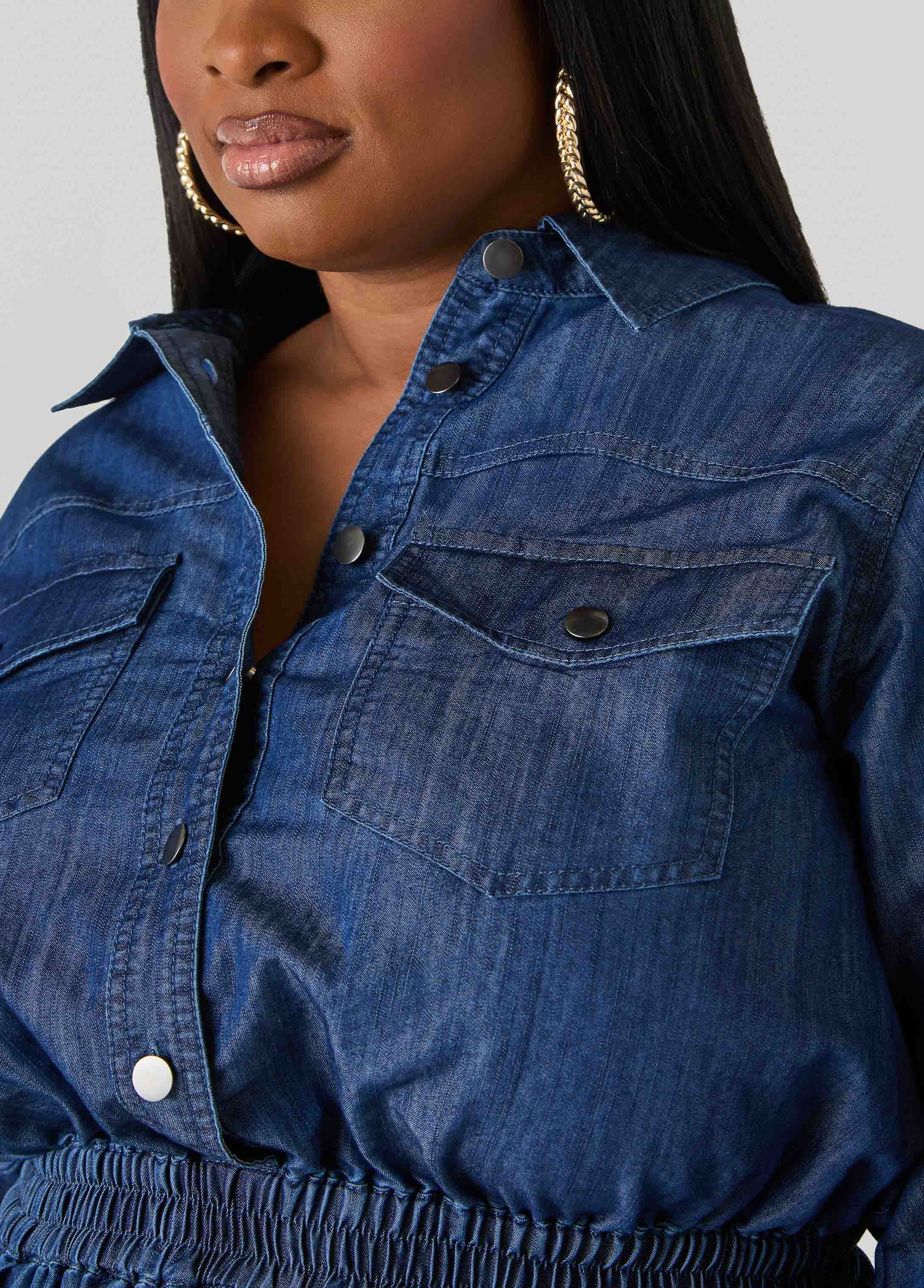 Tall Snap Detailed Chambray Shirtdress - Image 4