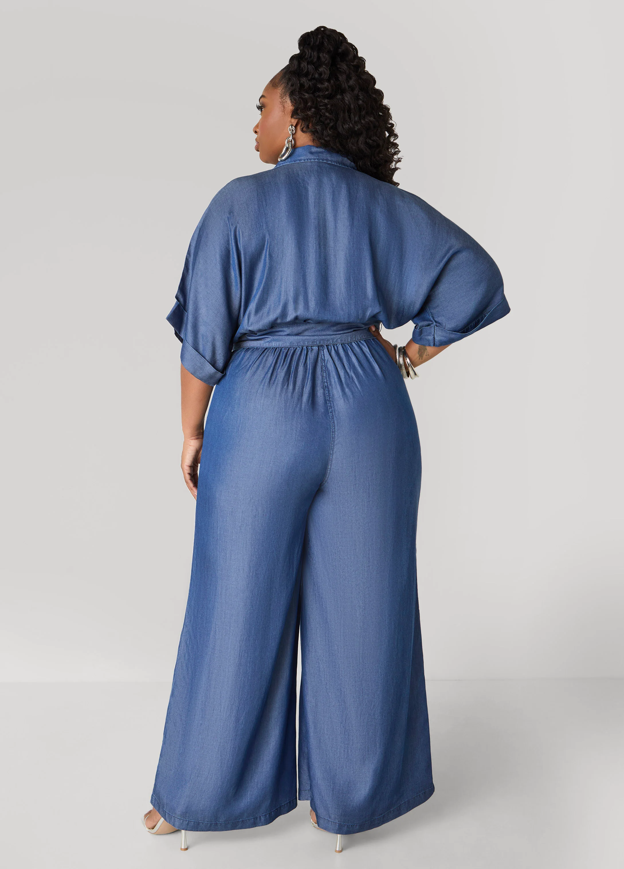Chambray Wide Leg Jumpsuit - Image 2
