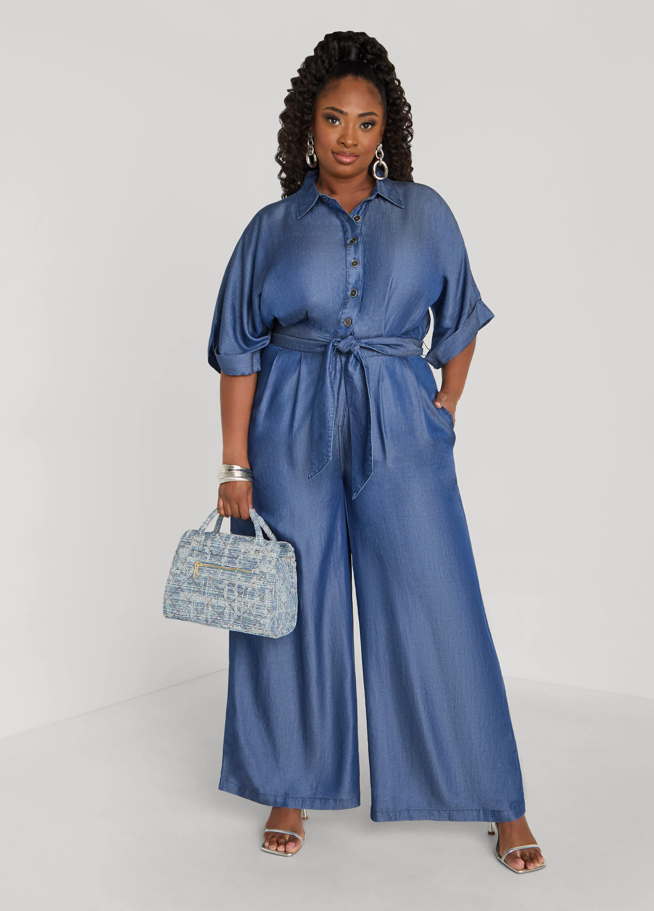 Chambray Wide Leg Jumpsuit - Image 3