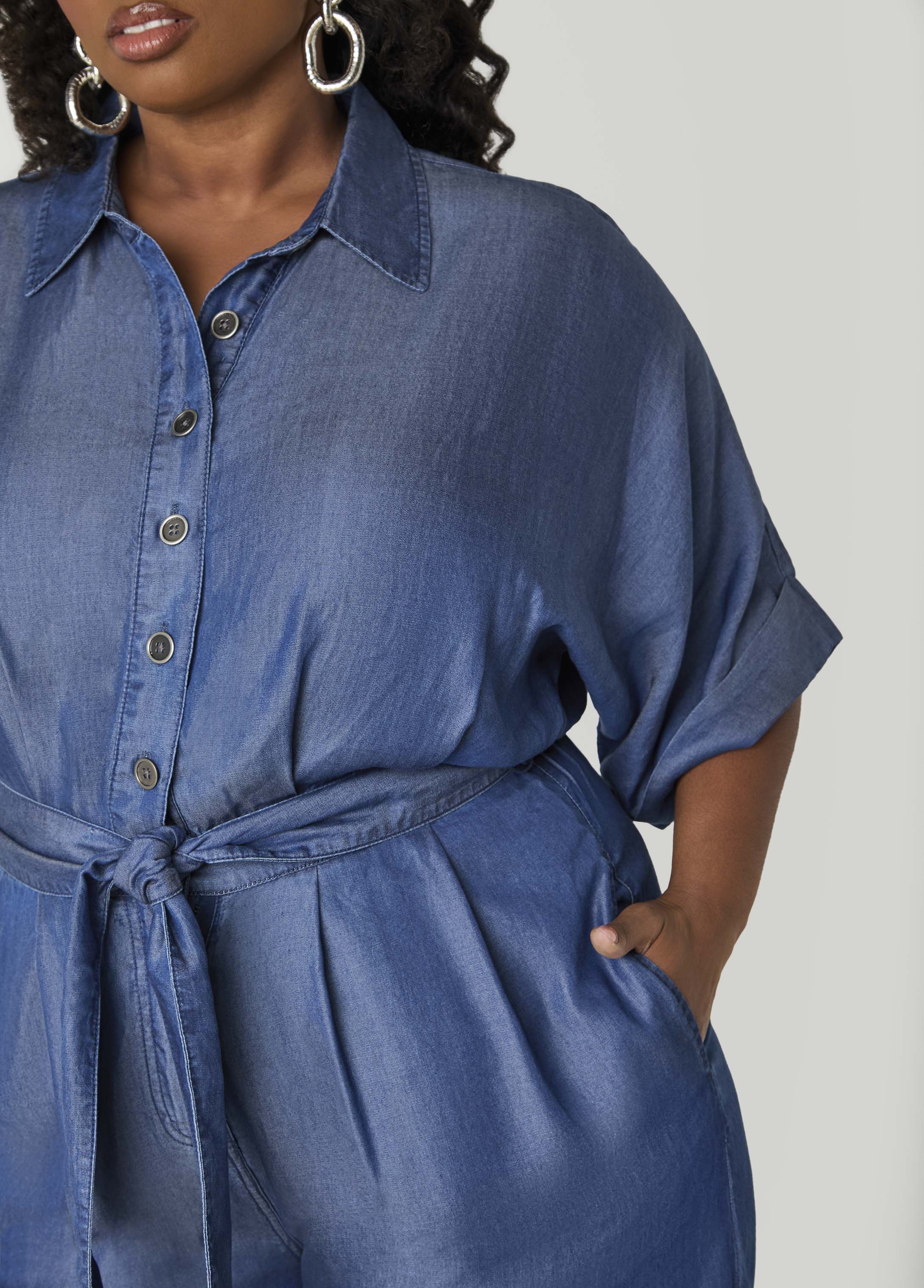 Chambray Wide Leg Jumpsuit - Image 4