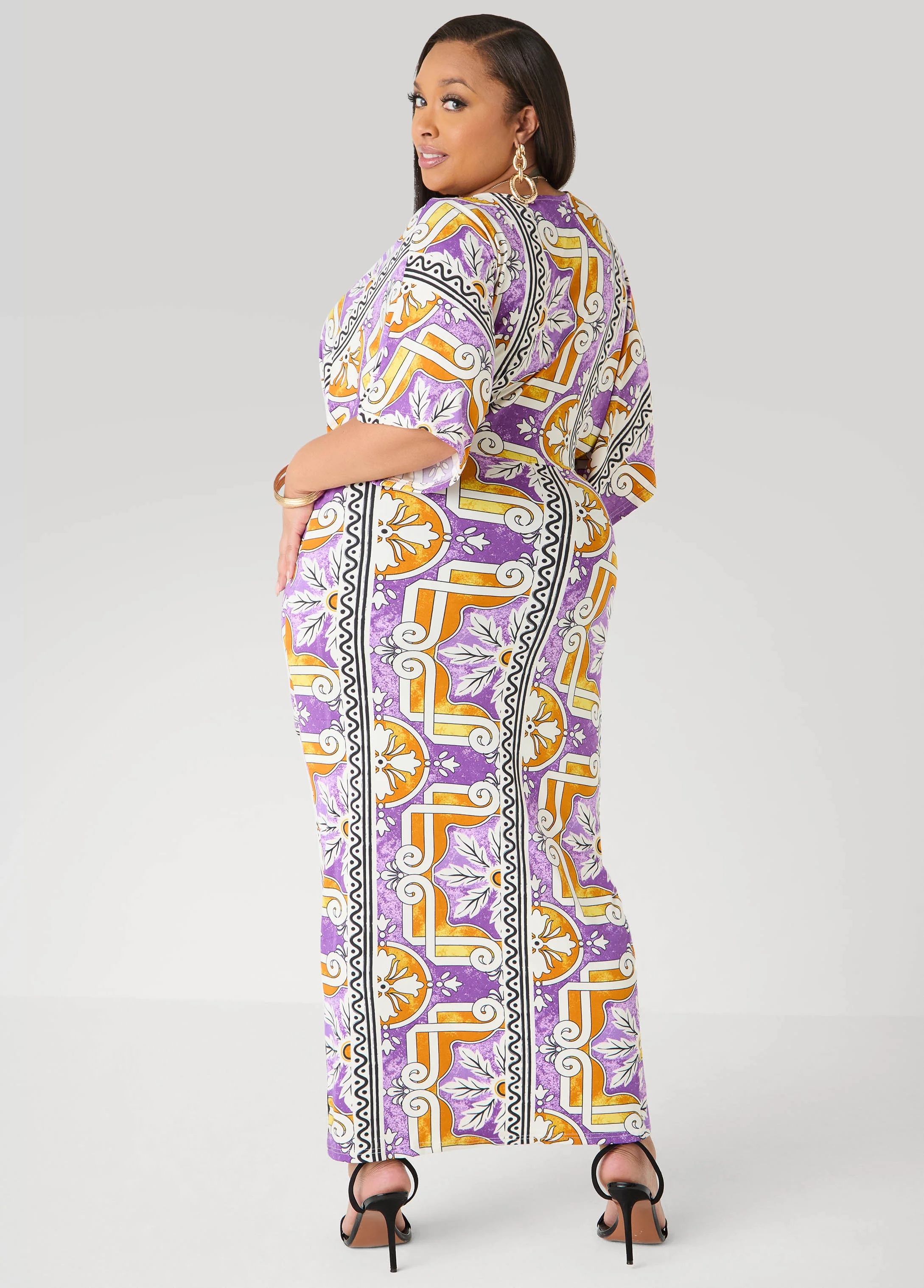 Ruched Printed Maxi Bodycon Dress - Image 2