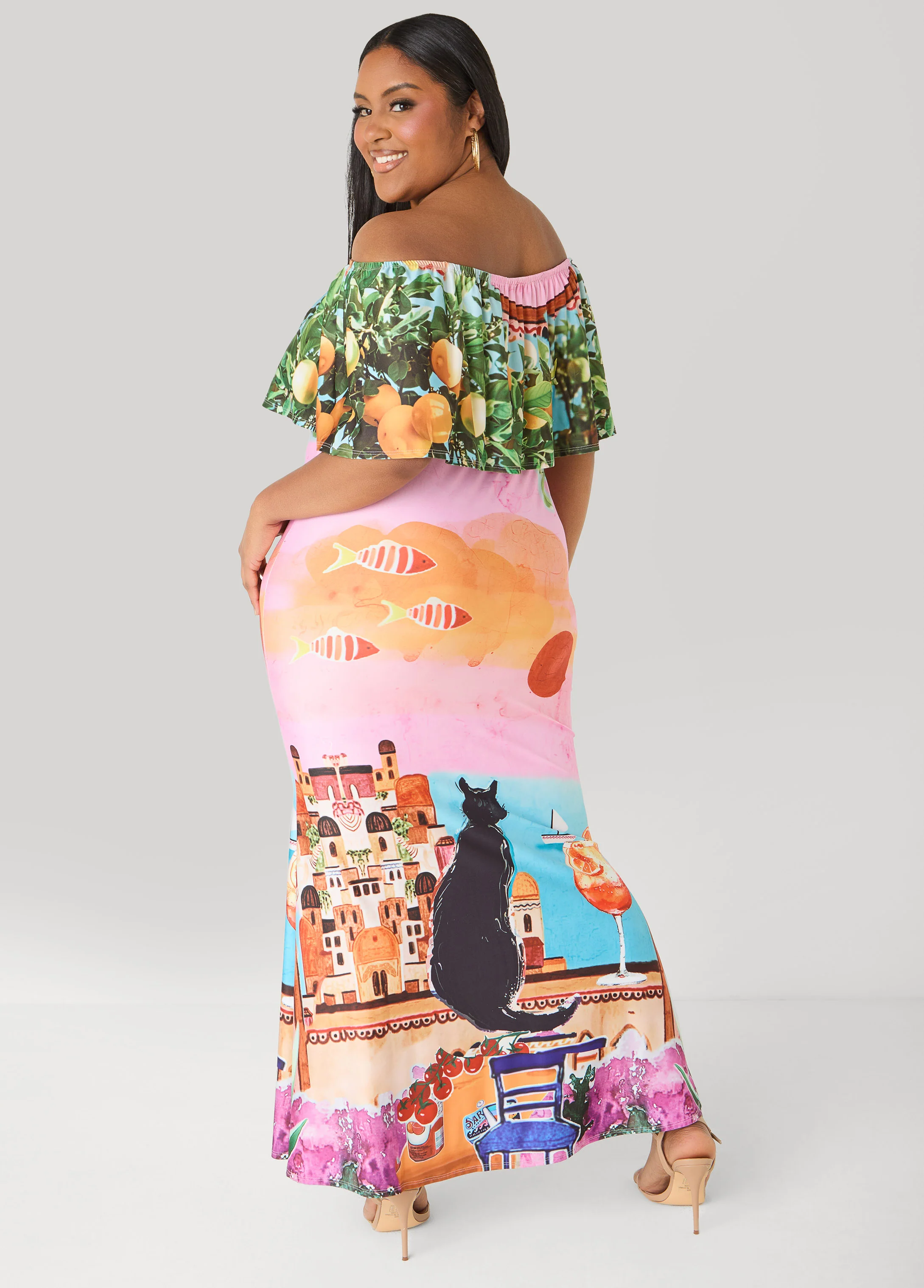 Printed Off The Shoulder Dress - Image 2