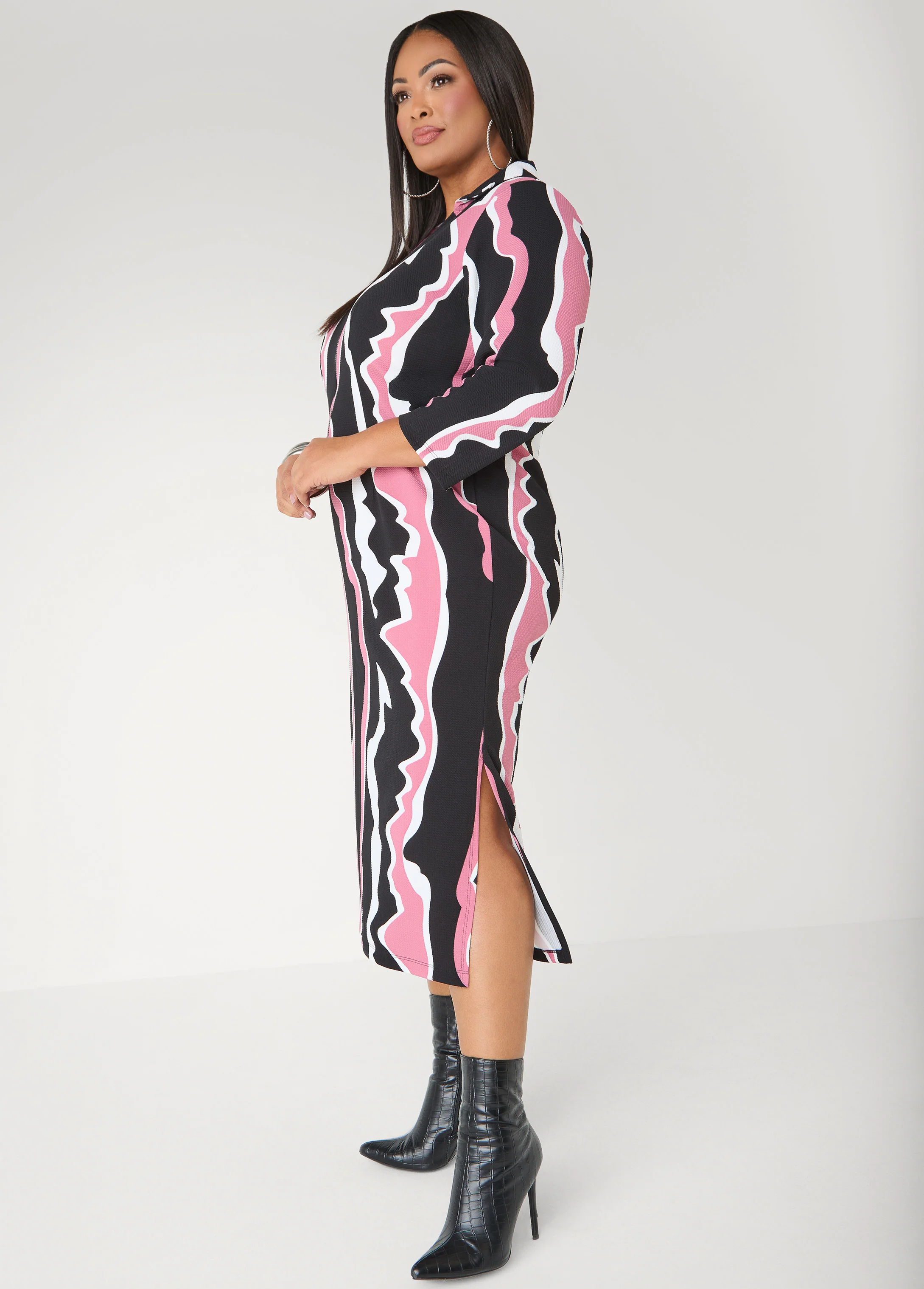 Wavy Print Midaxi Dress - Image 3