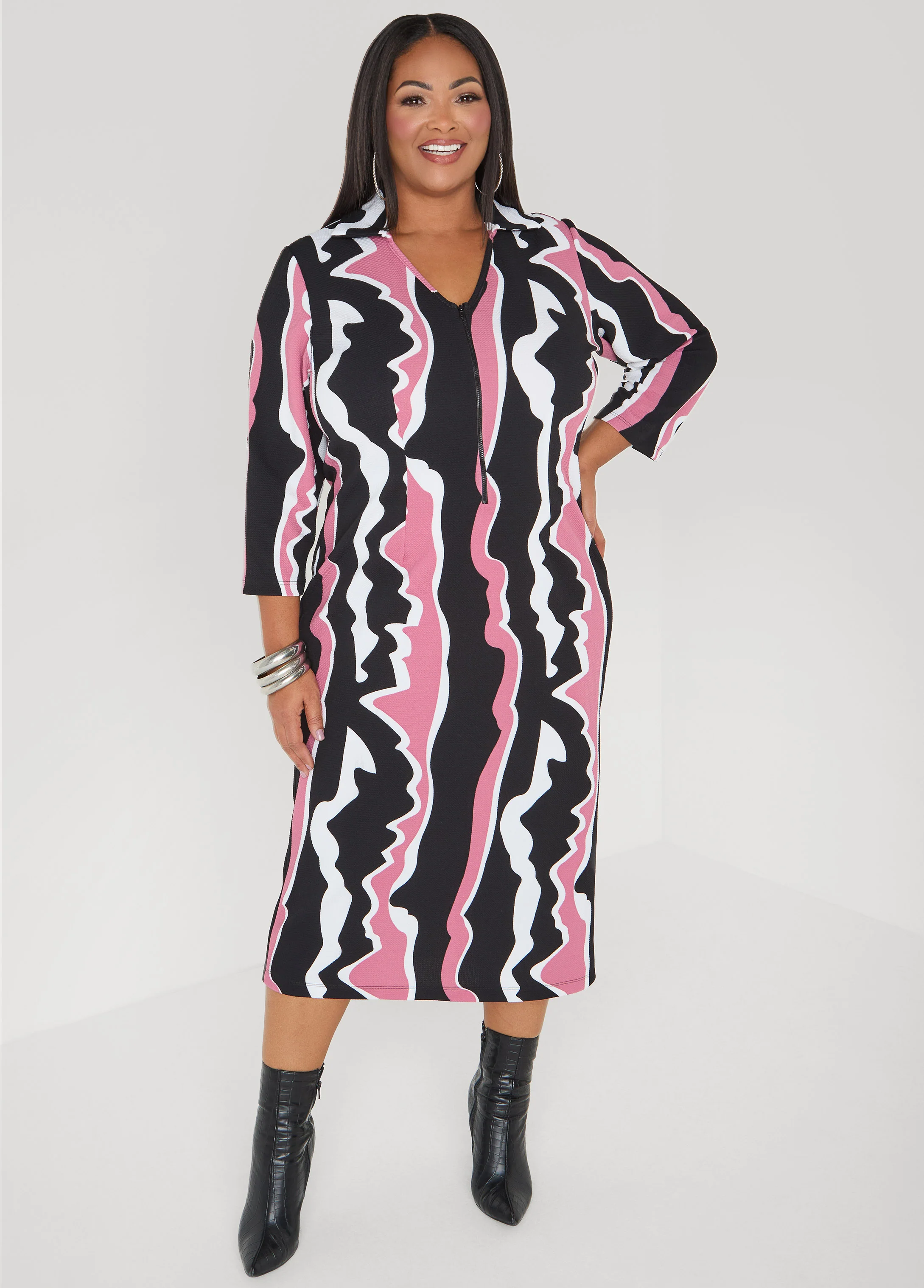 Wavy Print Midaxi Dress - Image 5