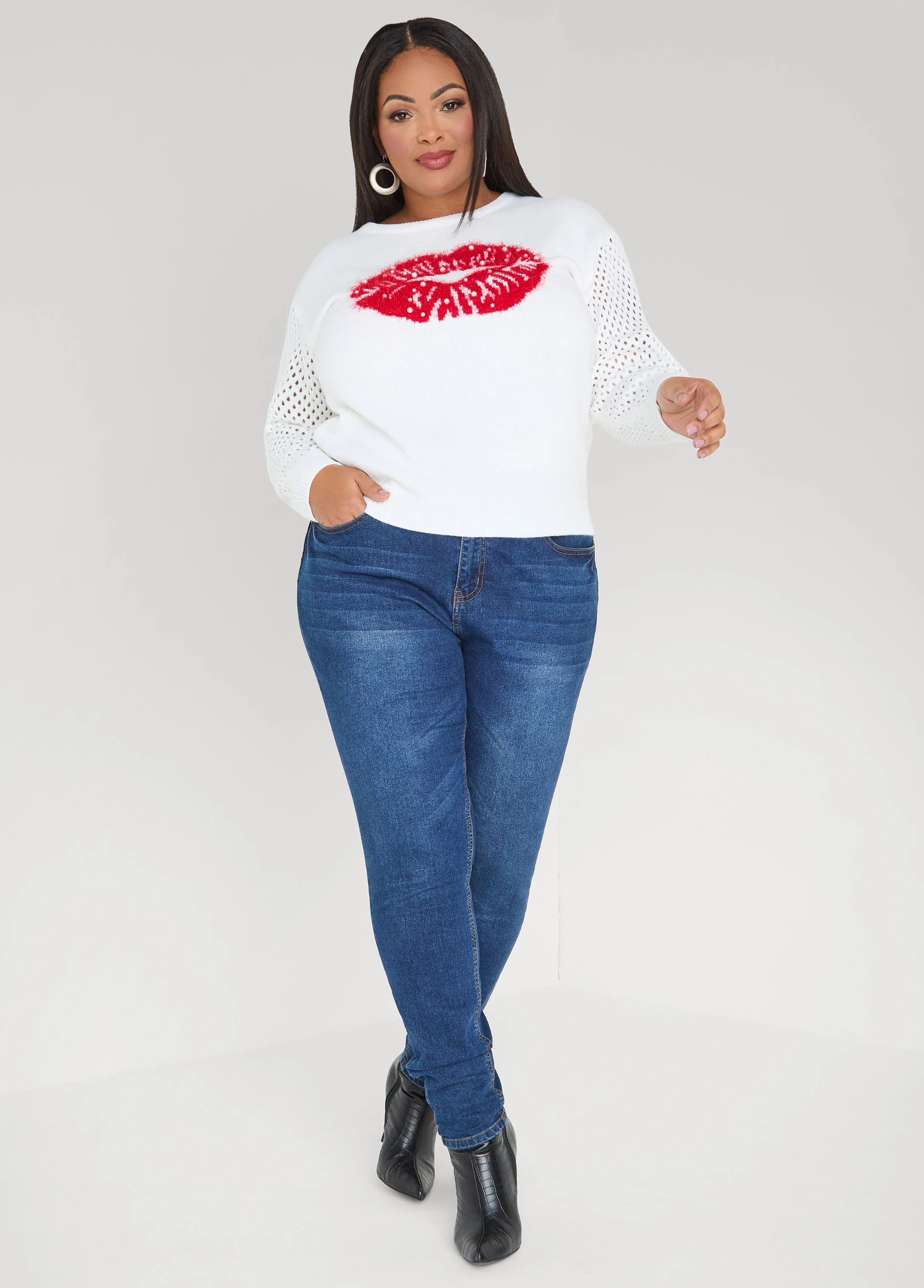 Lips Faux Pearl Sweater - Image 3