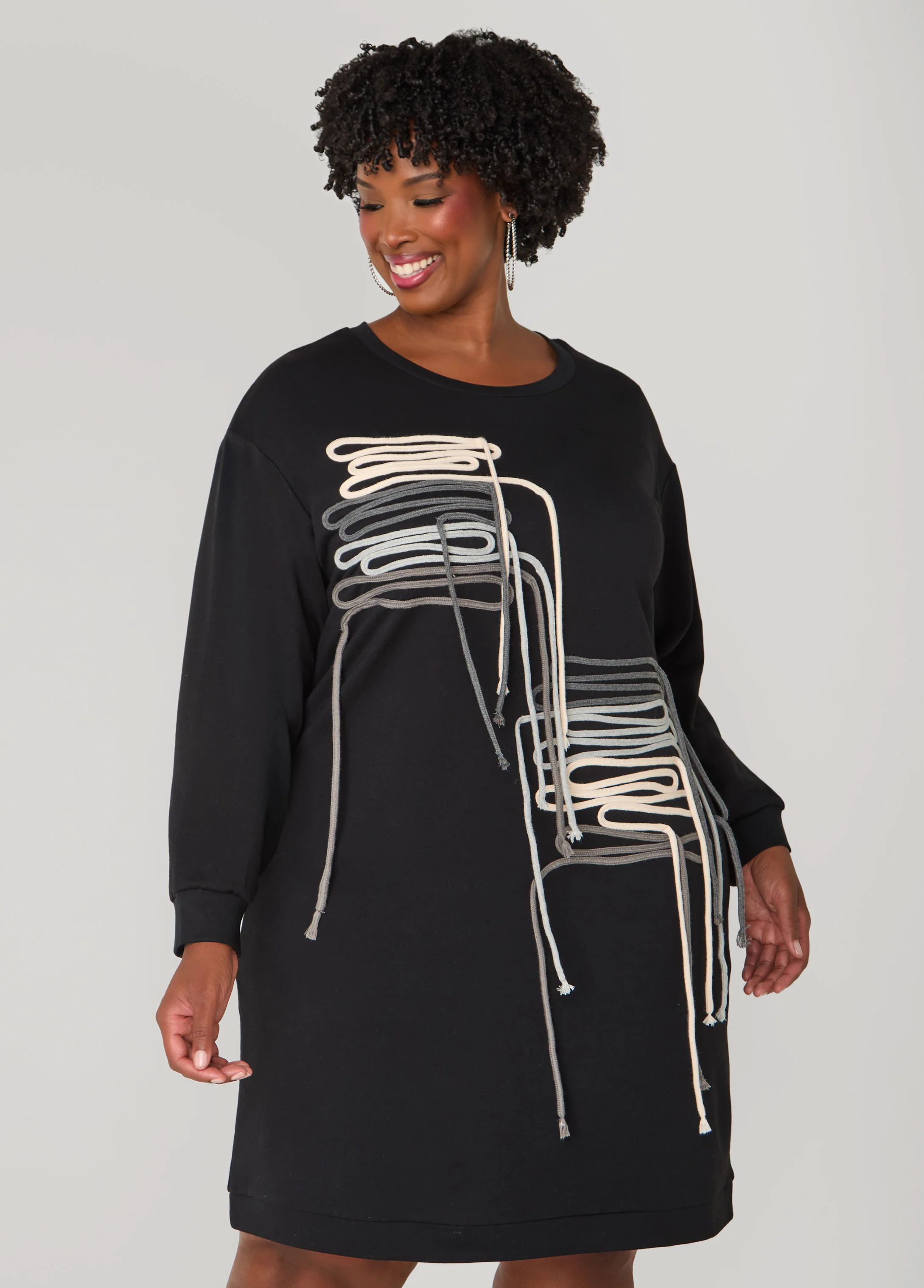Shoelace Embellished Sweatshirt Dress - Image 3