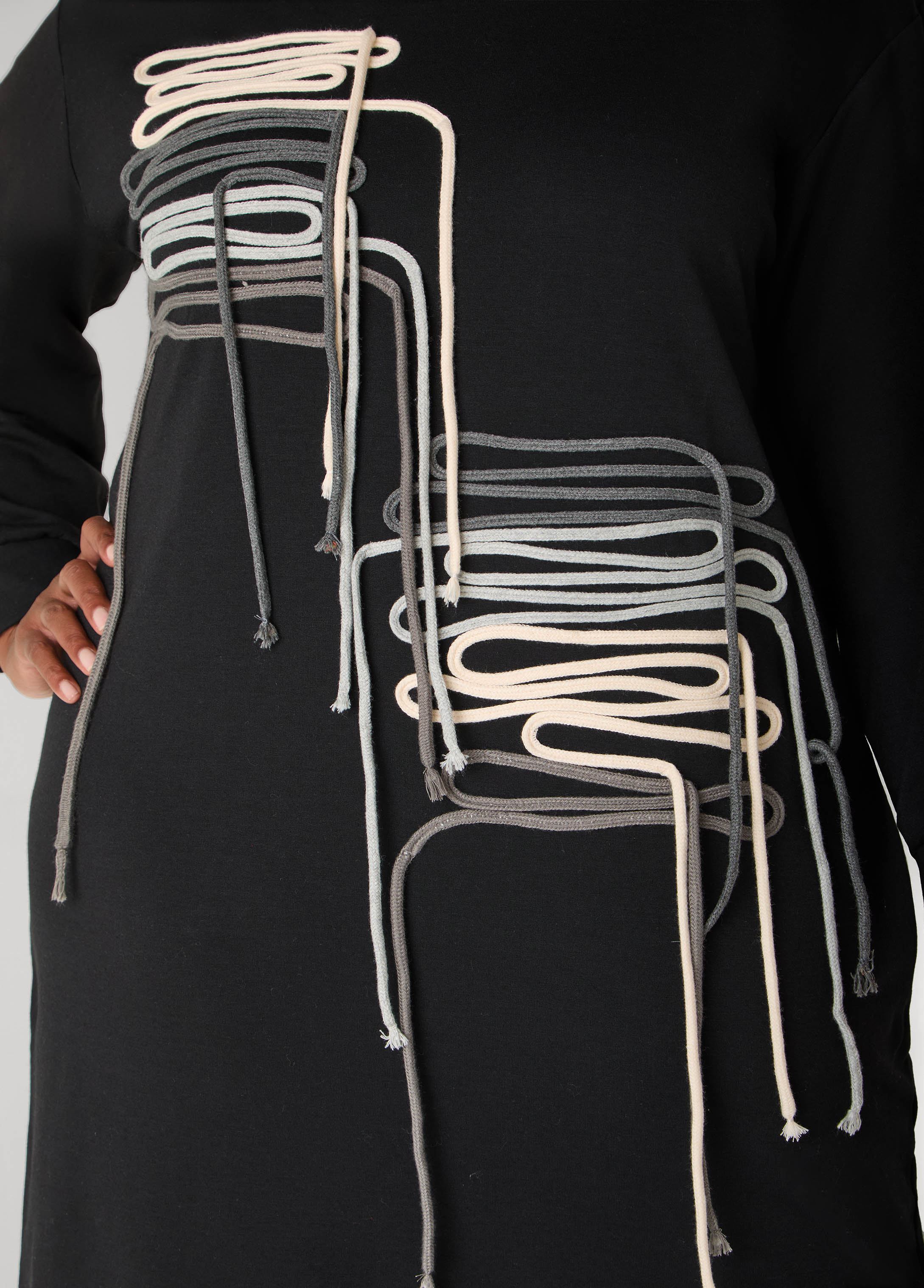 Shoelace Embellished Sweatshirt Dress - Image 4