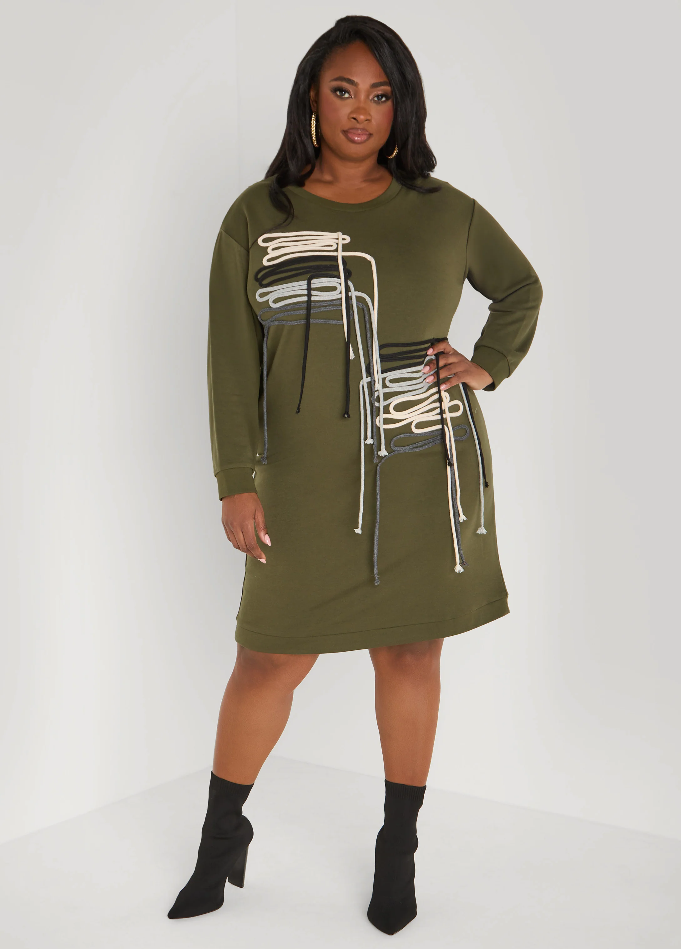 Shoelace Embellished Sweatshirt Dress - Image 5