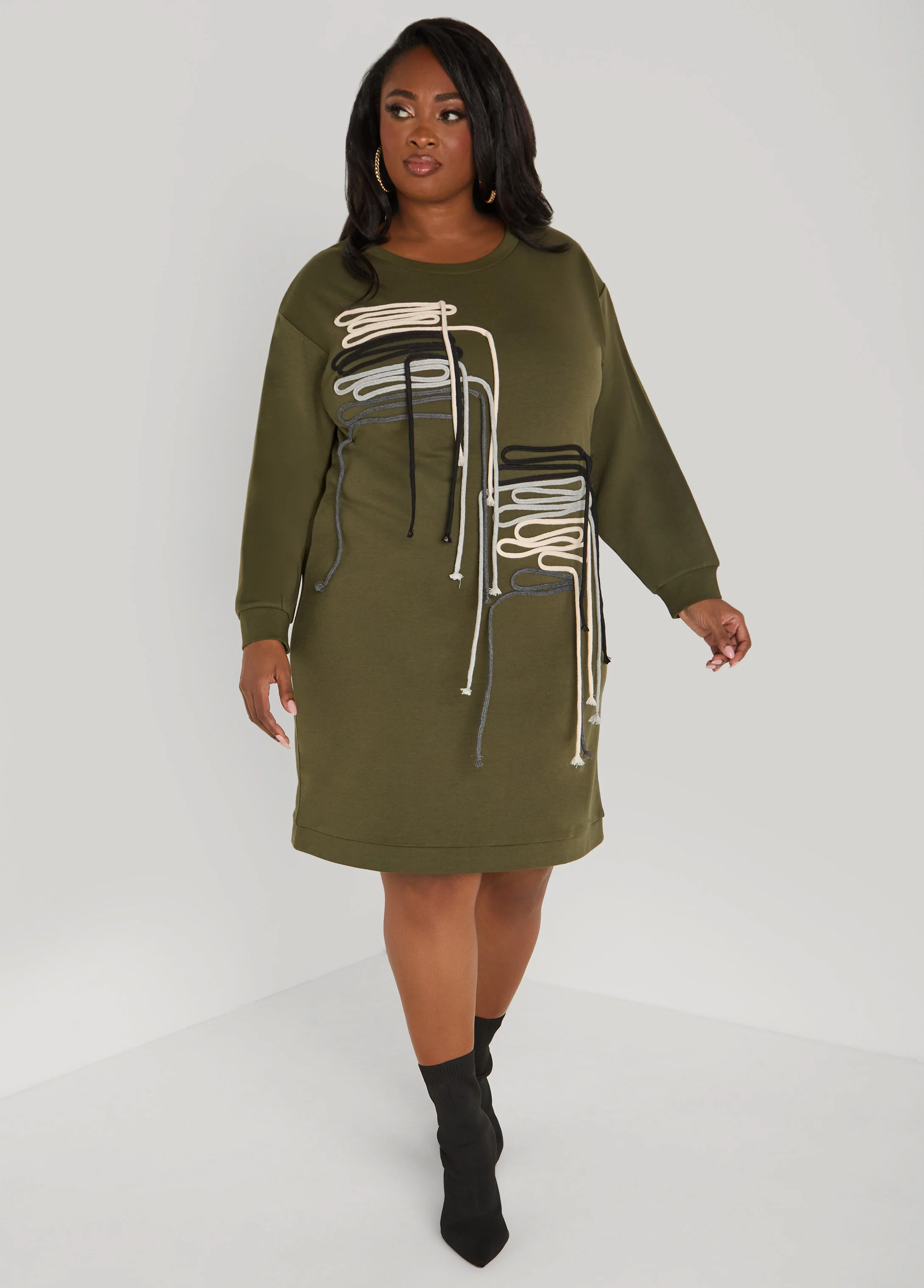 Shoelace Embellished Sweatshirt Dress - Image 7