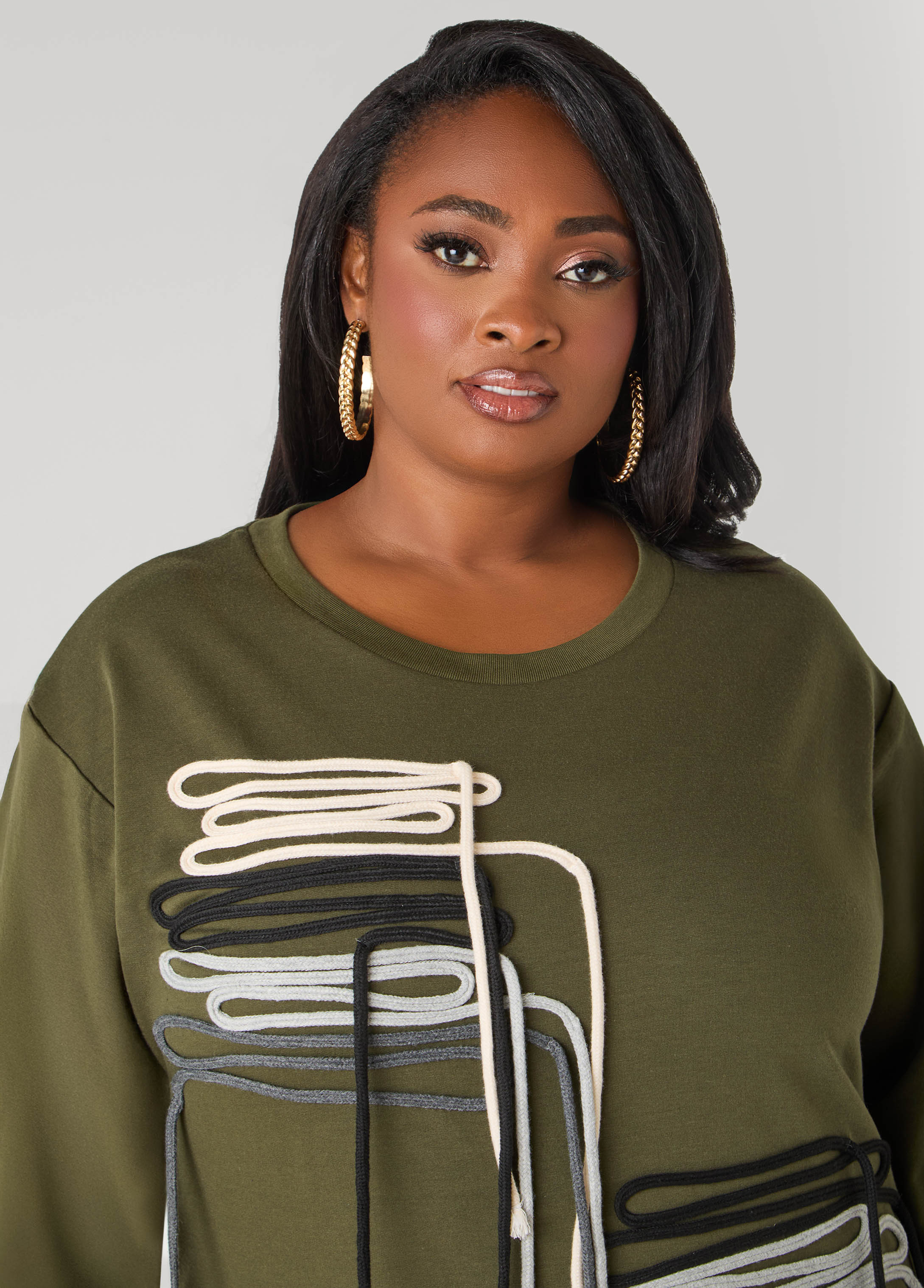 Shoelace Embellished Sweatshirt Dress - Image 8
