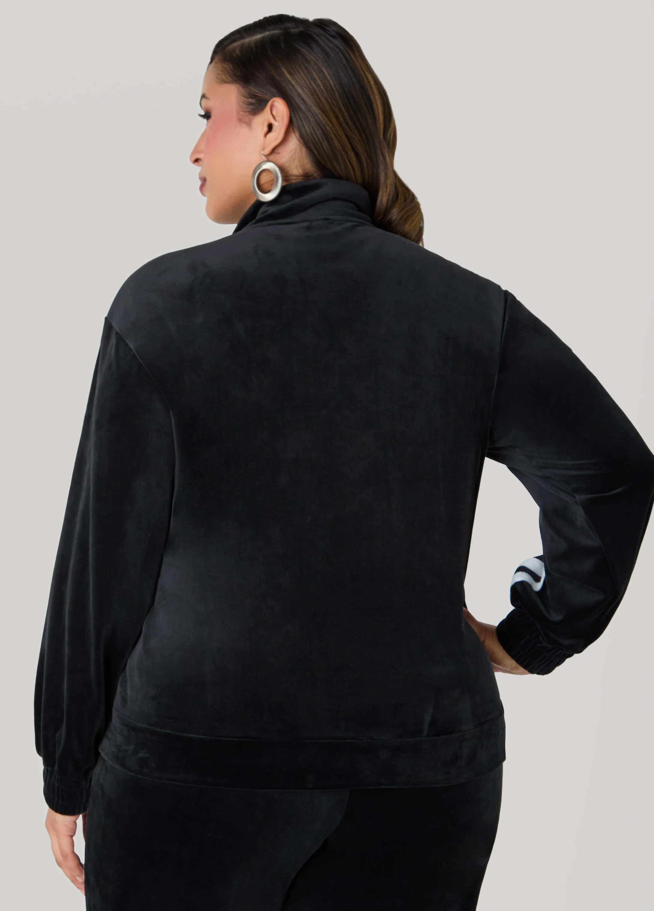 Stripe Trimmed Velour Track Jacket - Image 2