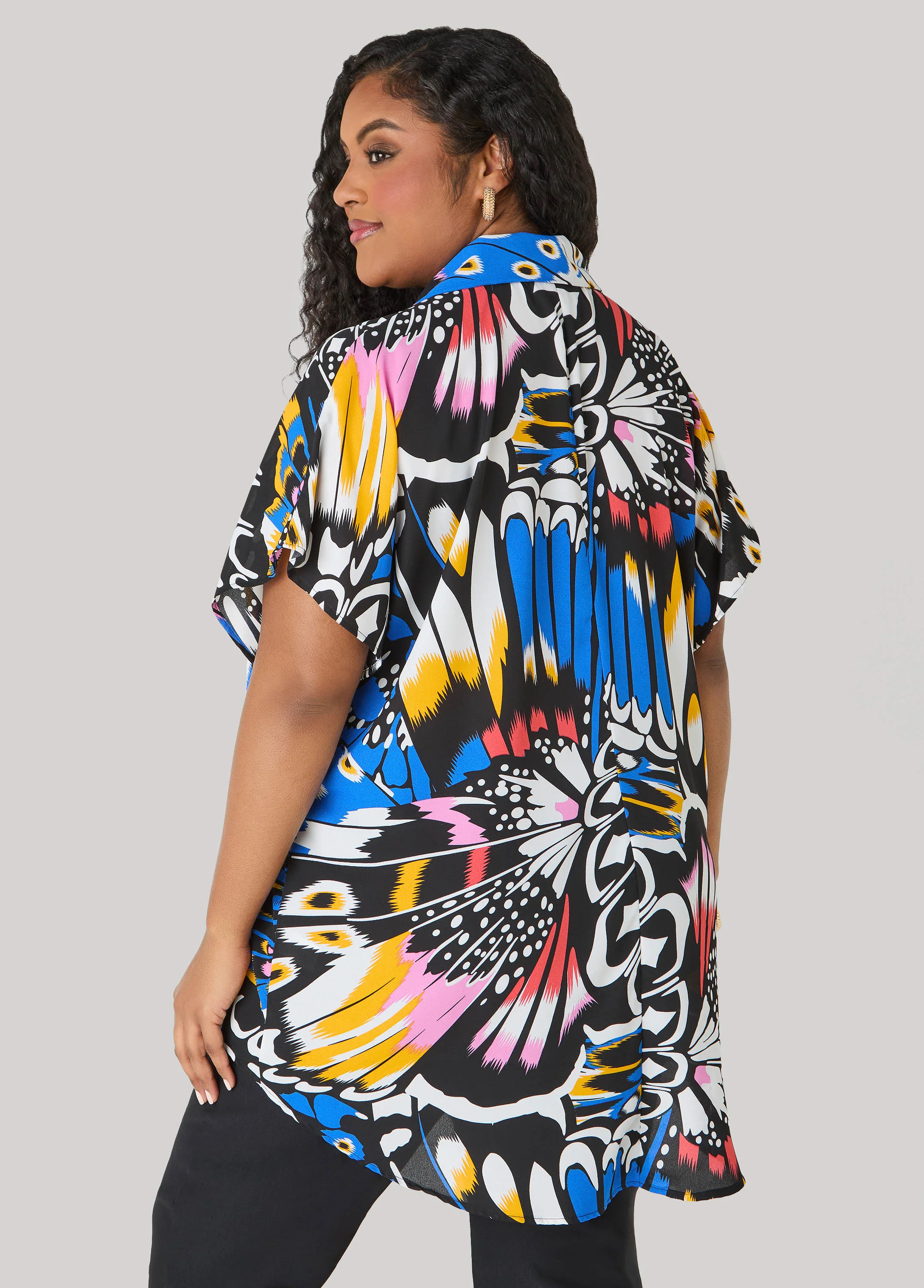 Butterfly Print Hi Low Blouse - Image 2