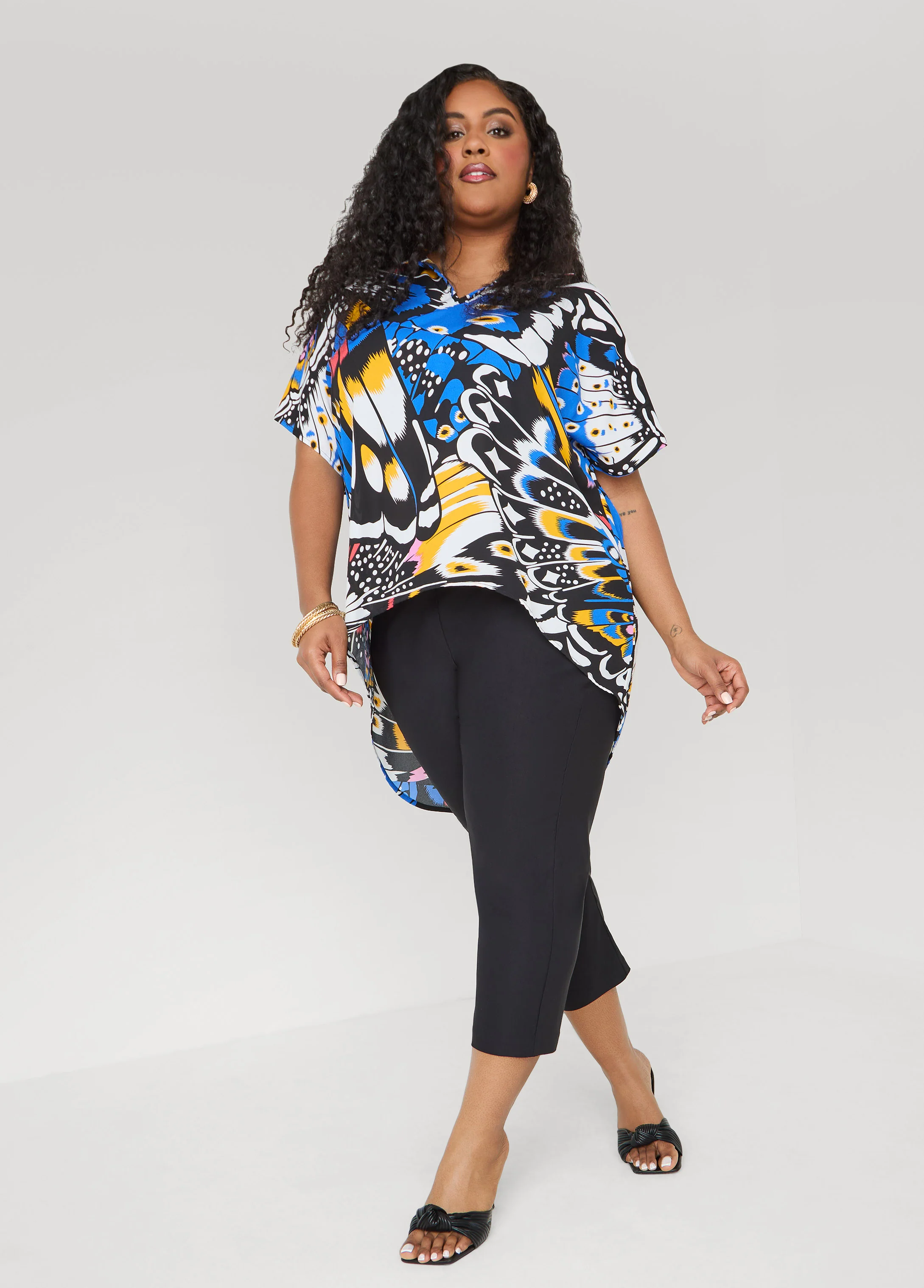 Butterfly Print Hi Low Blouse - Image 3