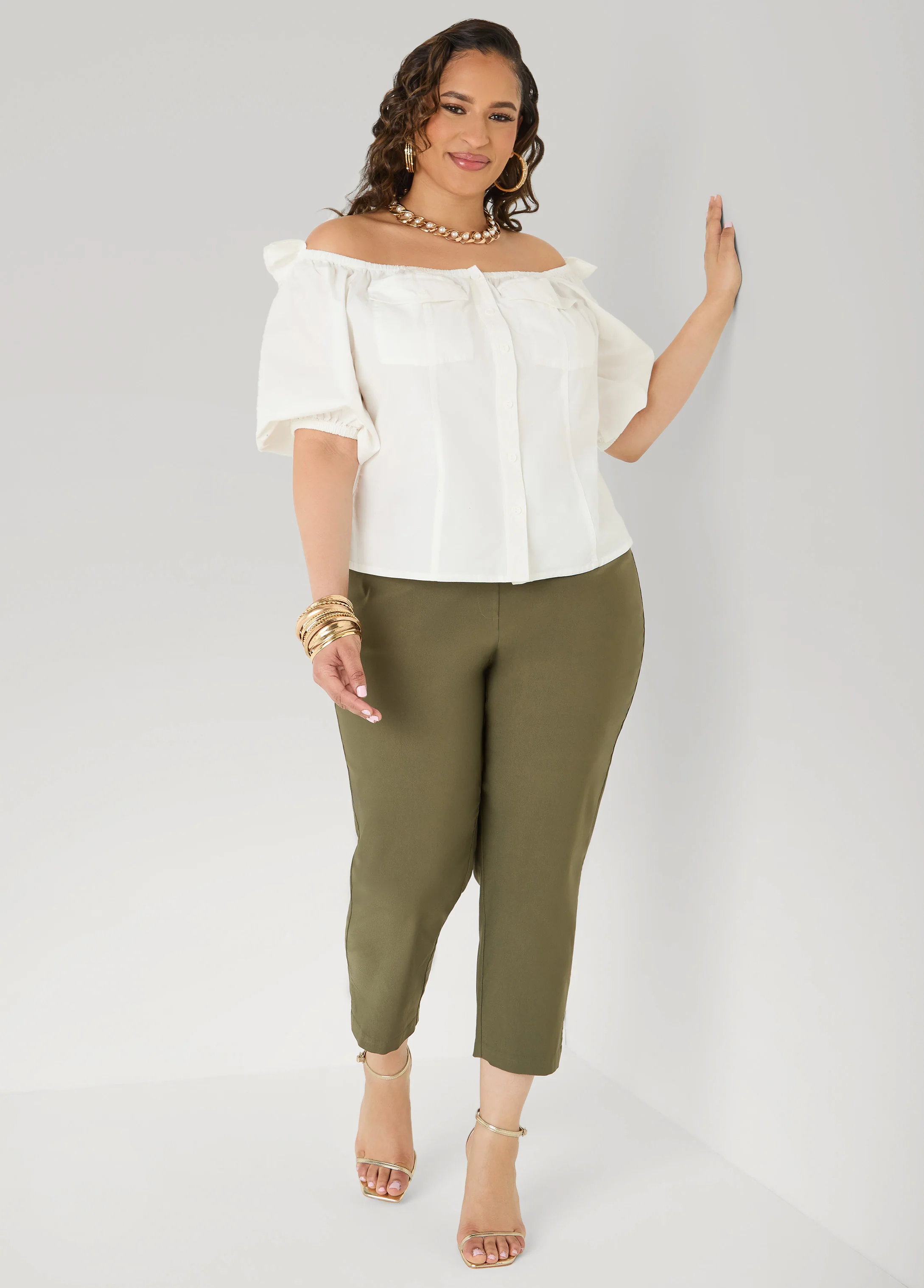 Puff Sleeve Off The Shoulder Shirt - Image 3