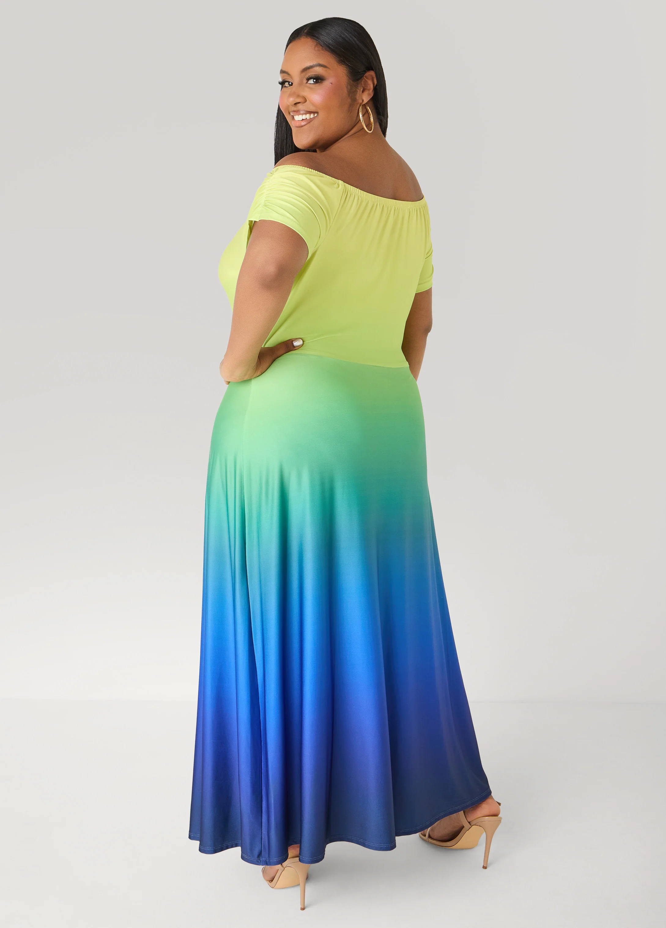 Off The Shoulder Ombre Maxi Dress - Image 2