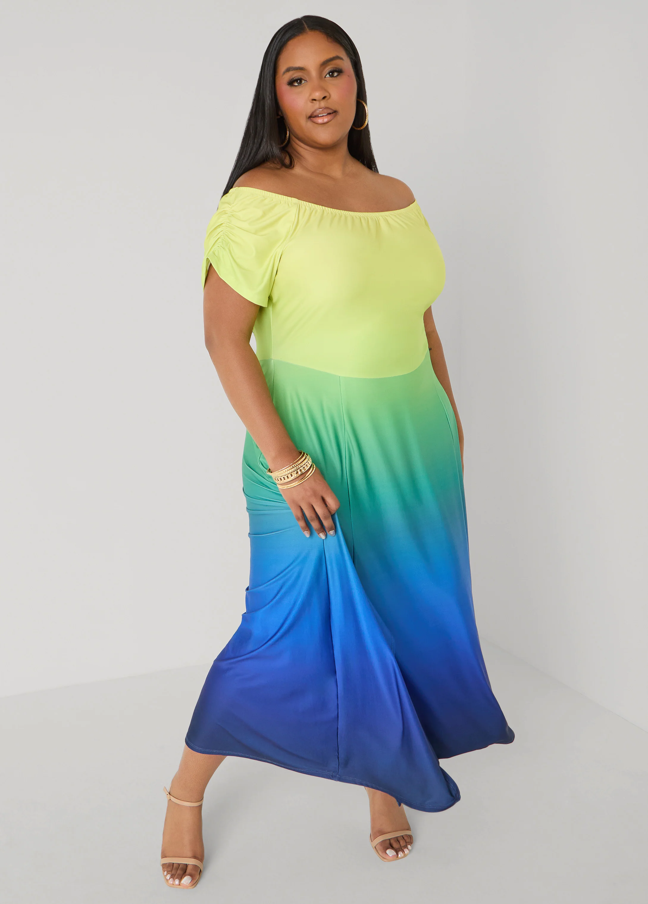 Off The Shoulder Ombre Maxi Dress - Image 3