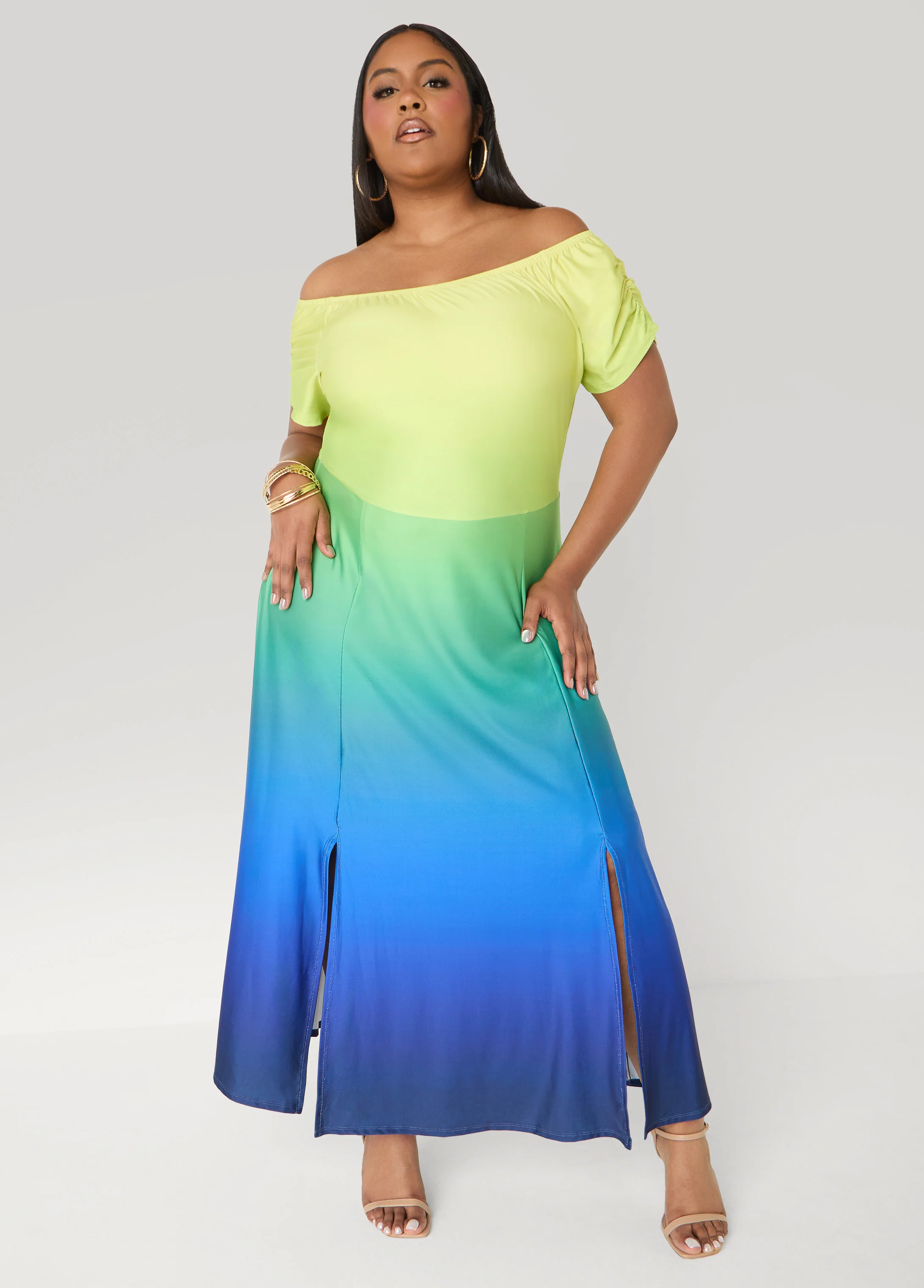 Off The Shoulder Ombre Maxi Dress - Image 4